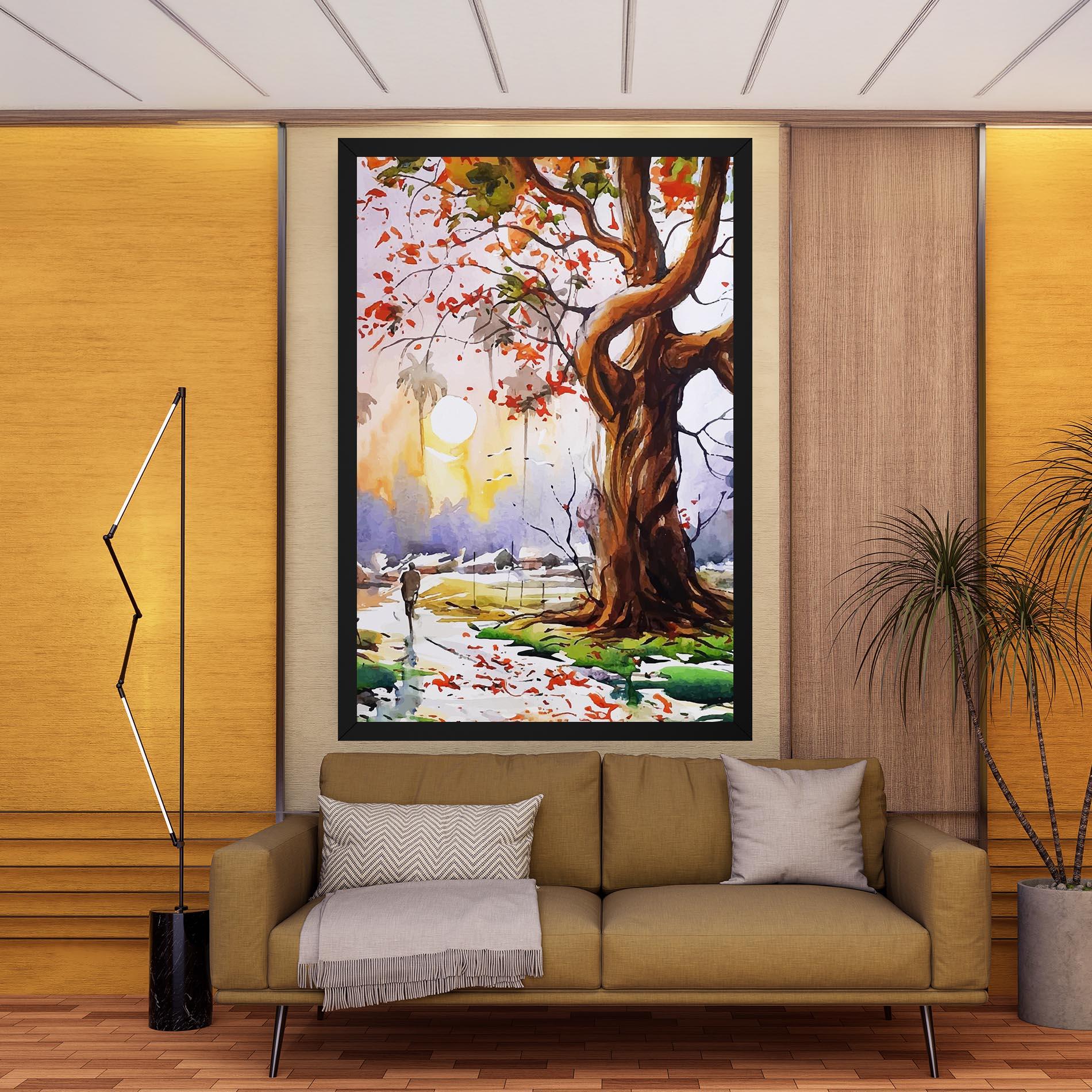 Leinwandbild Watercolor Spring Tree mockup 9