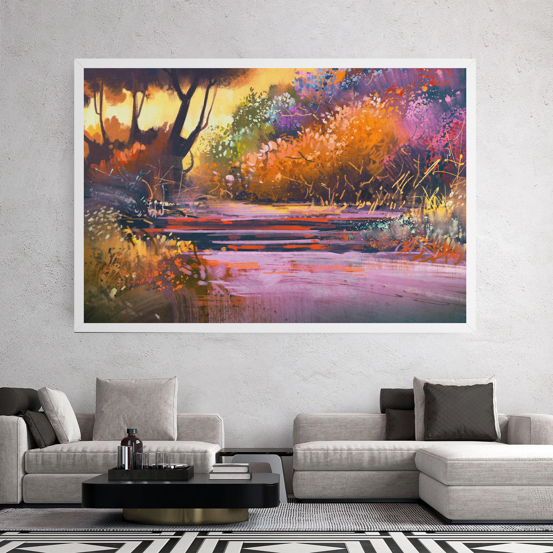 Leinwandbild Landscape Colorful Trees mockup 2