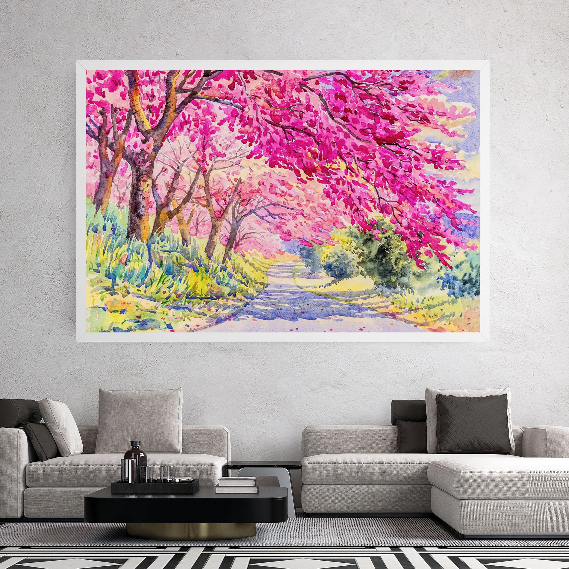 Leinwandbild Pink Trees Art mockup 2