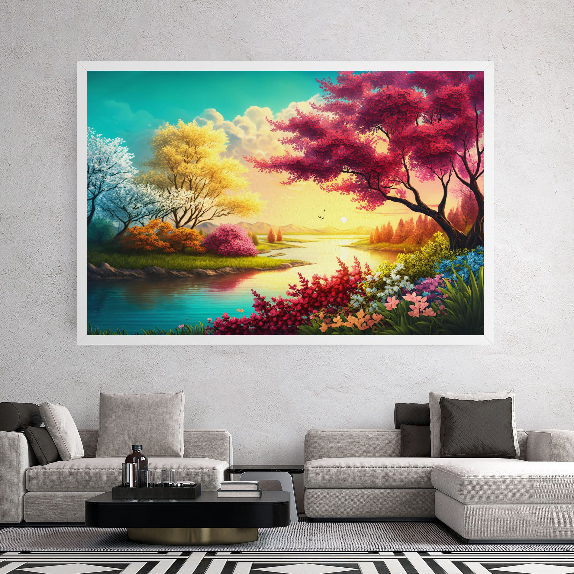 Pink Yellow Trees mockup 2