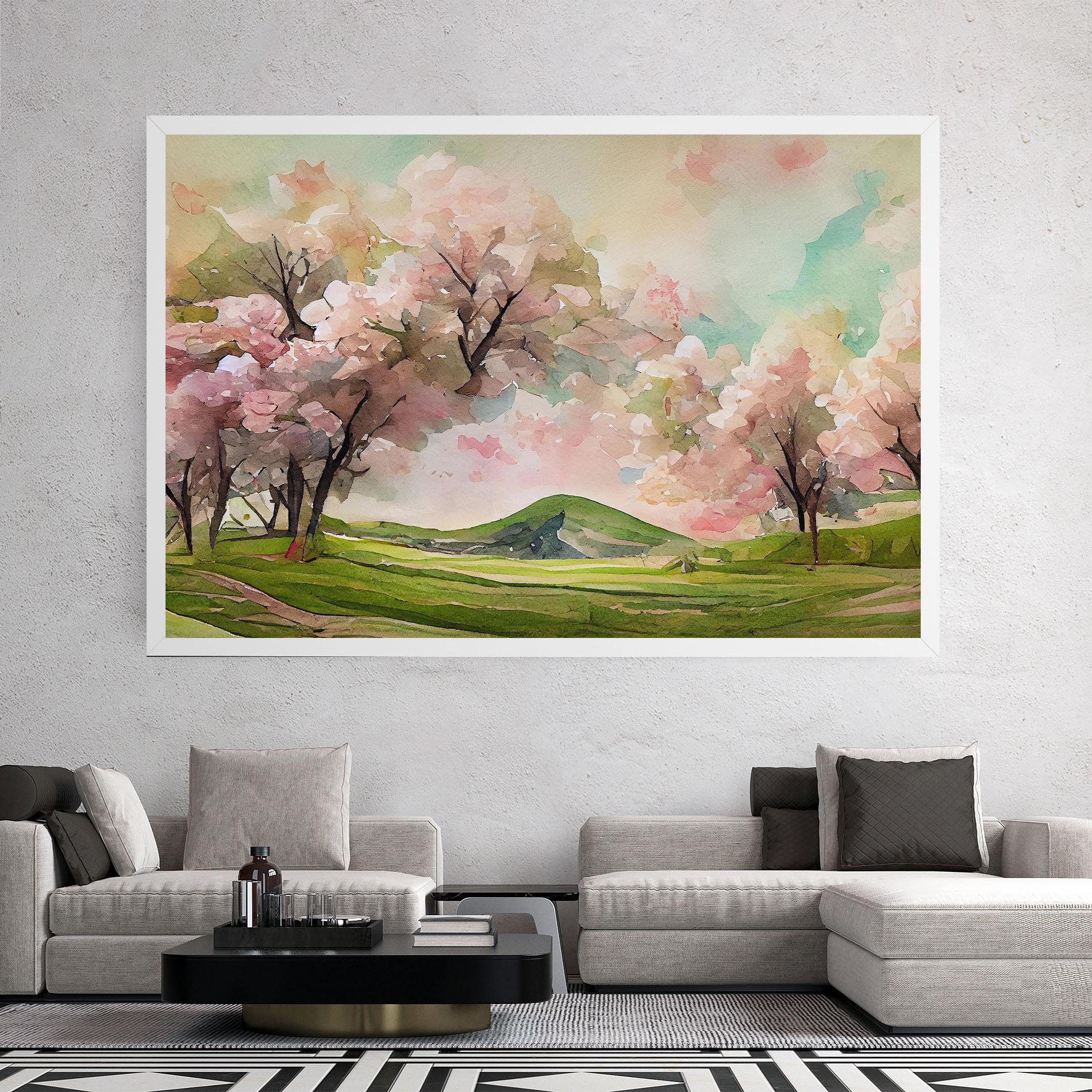 Leinwandbild Spring Pink Trees mockup 2