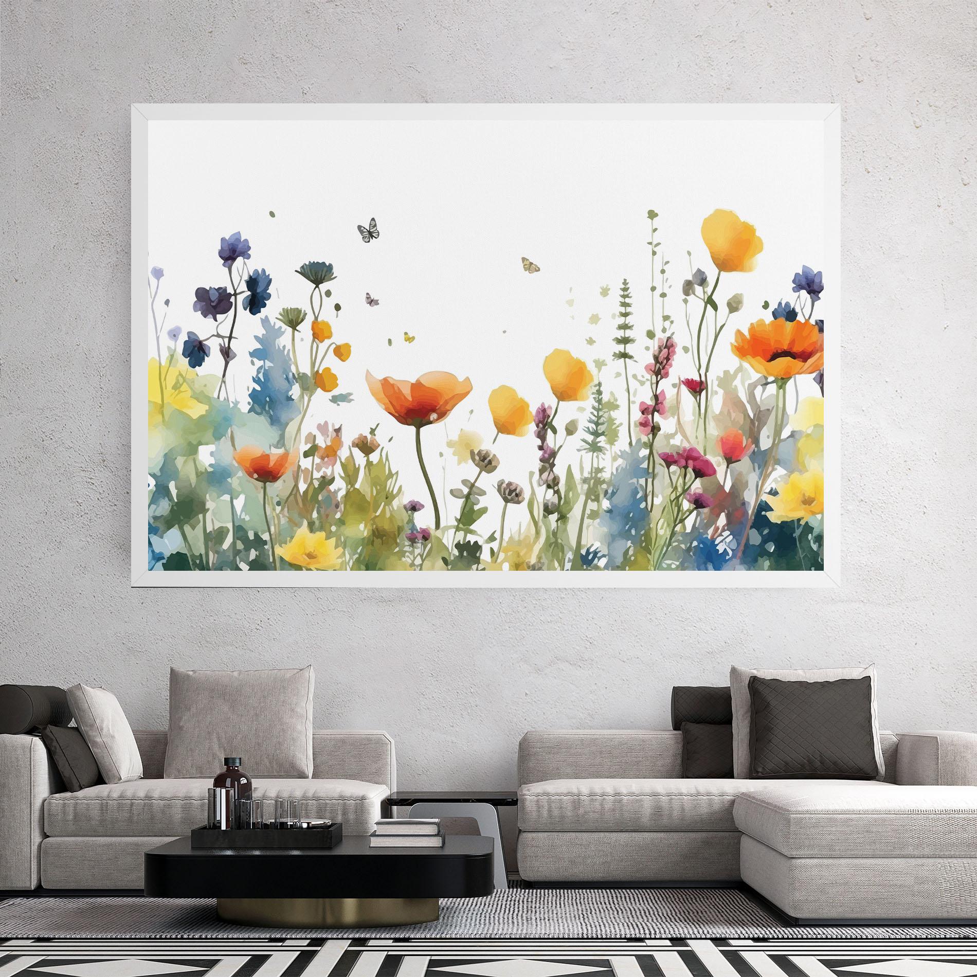 Leinwandbild Watercolor Spring Flowers mockup 2