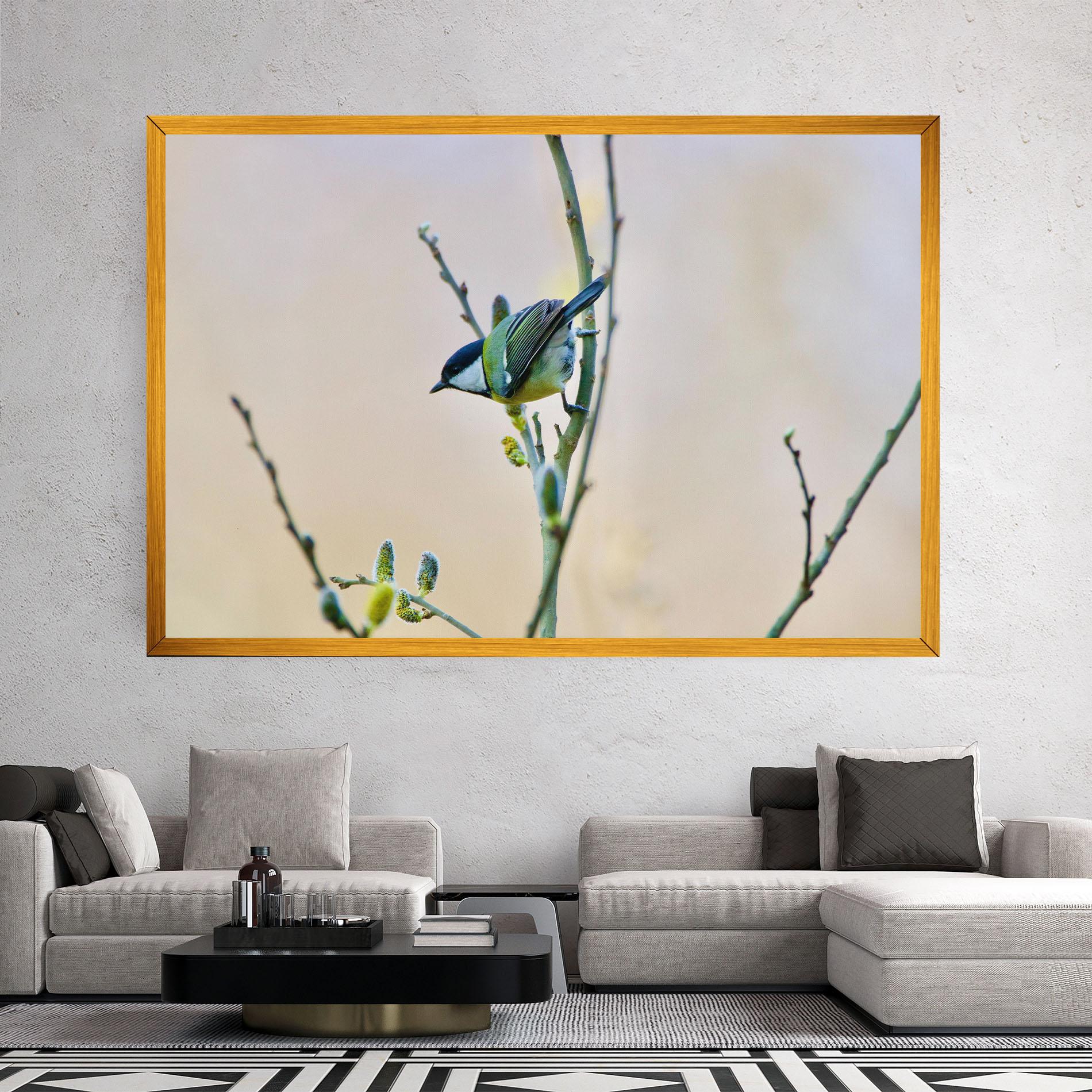 Leinwandbild Beautiful Spring Bird mockup 2