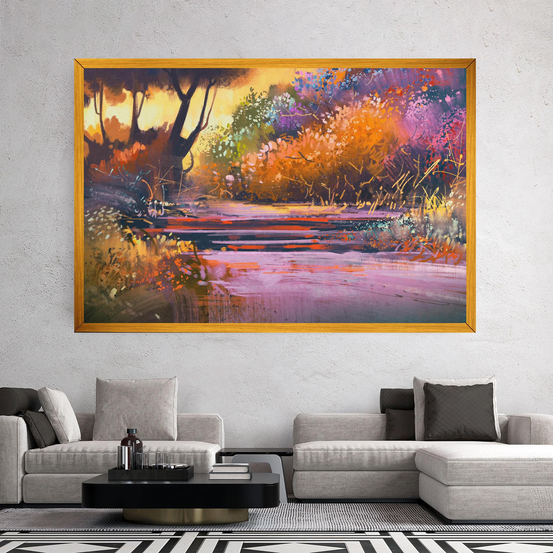 Leinwandbild Landscape Colorful Trees mockup 2