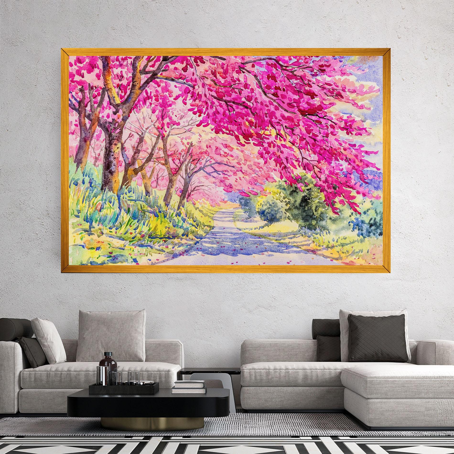 Leinwandbild Pink Trees Art mockup 2