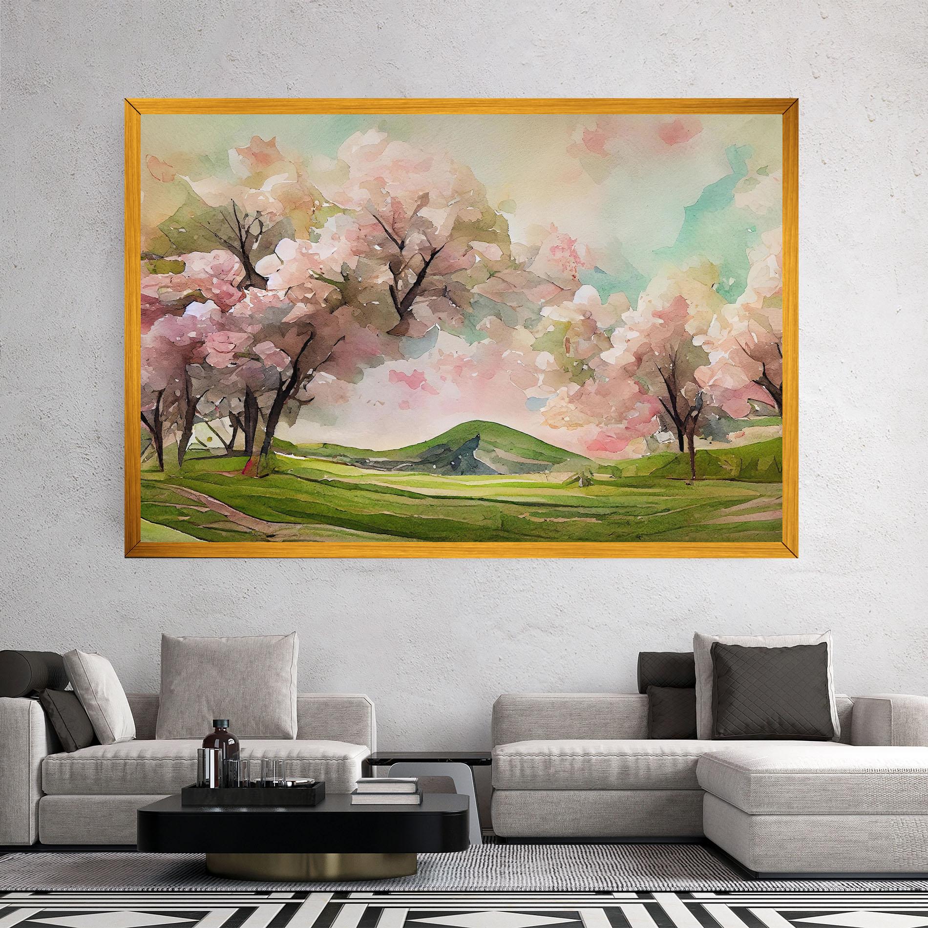 Leinwandbild Spring Pink Trees mockup 2