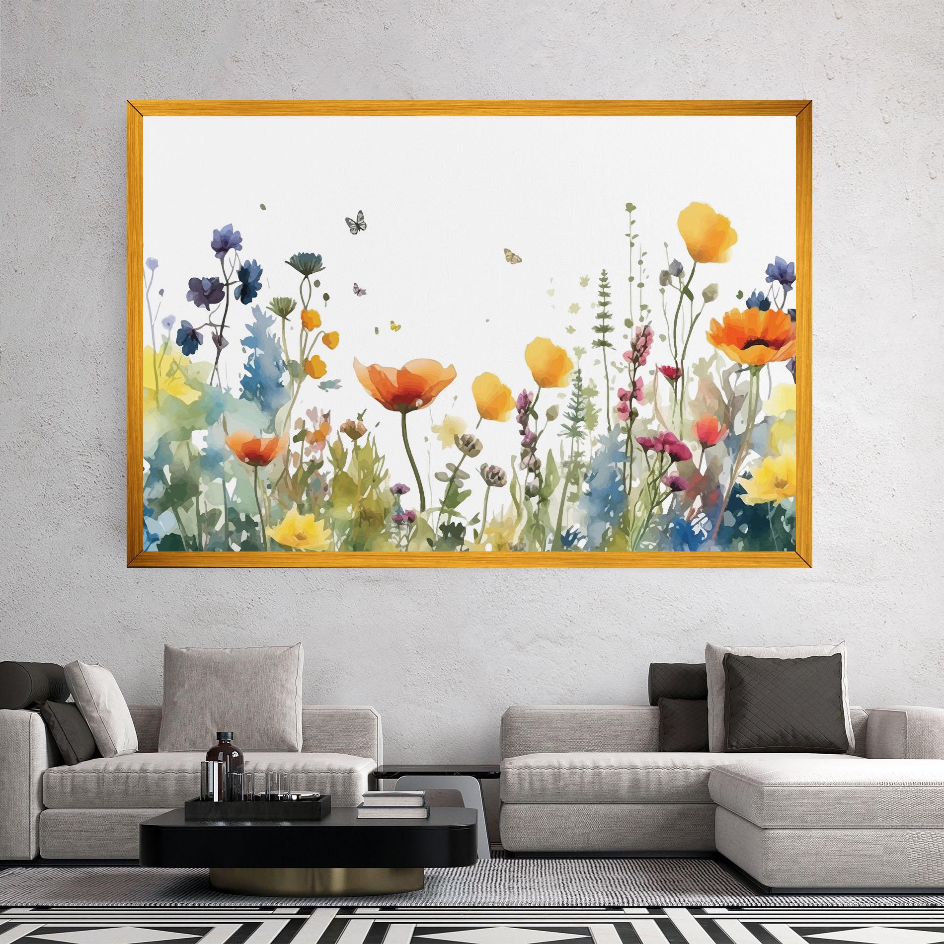 Leinwandbild Watercolor Spring Flowers mockup 2