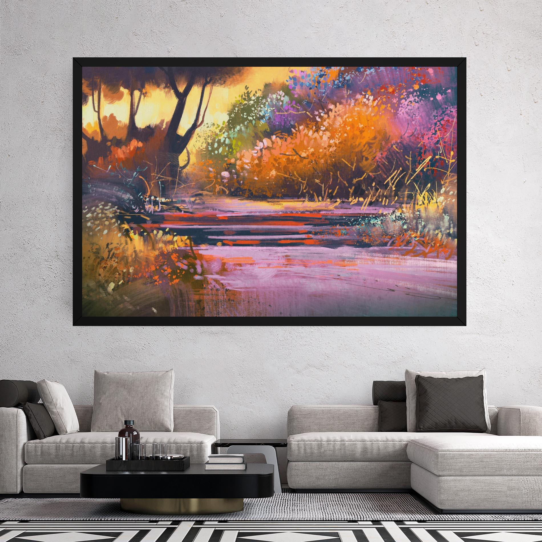 Leinwandbild Landscape Colorful Trees mockup 2