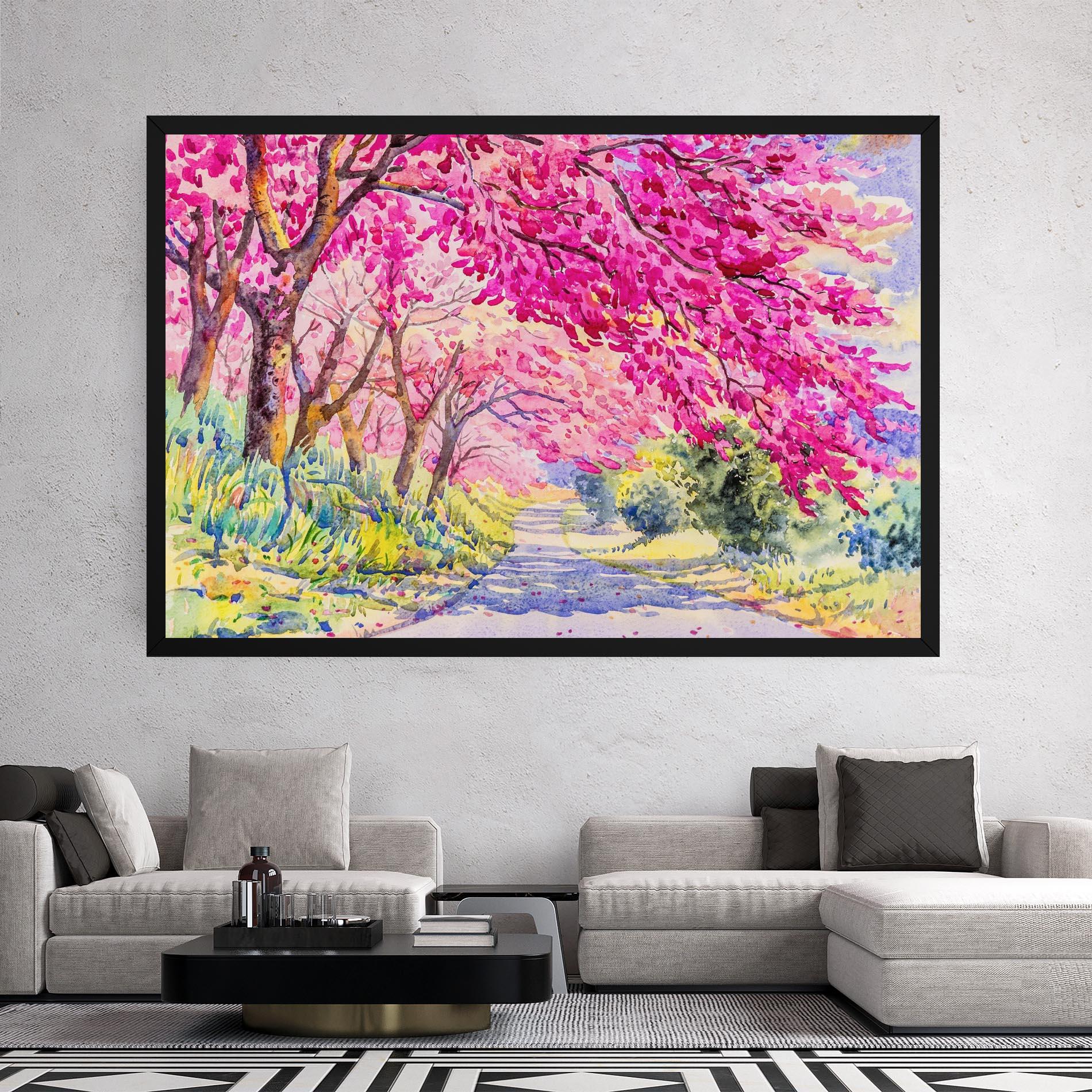 Leinwandbild Pink Trees Art mockup 2