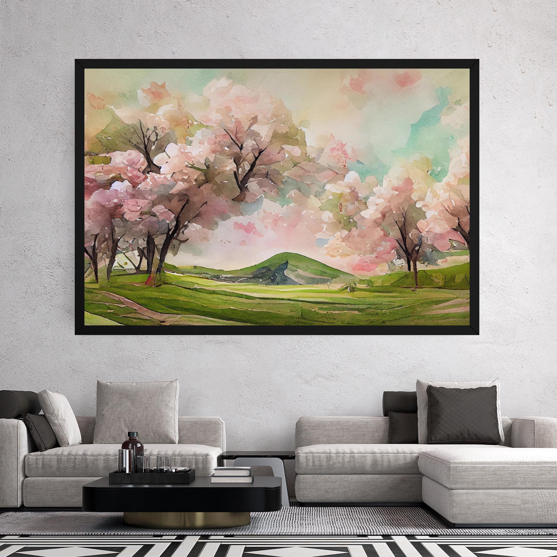 Leinwandbild Spring Pink Trees mockup 2