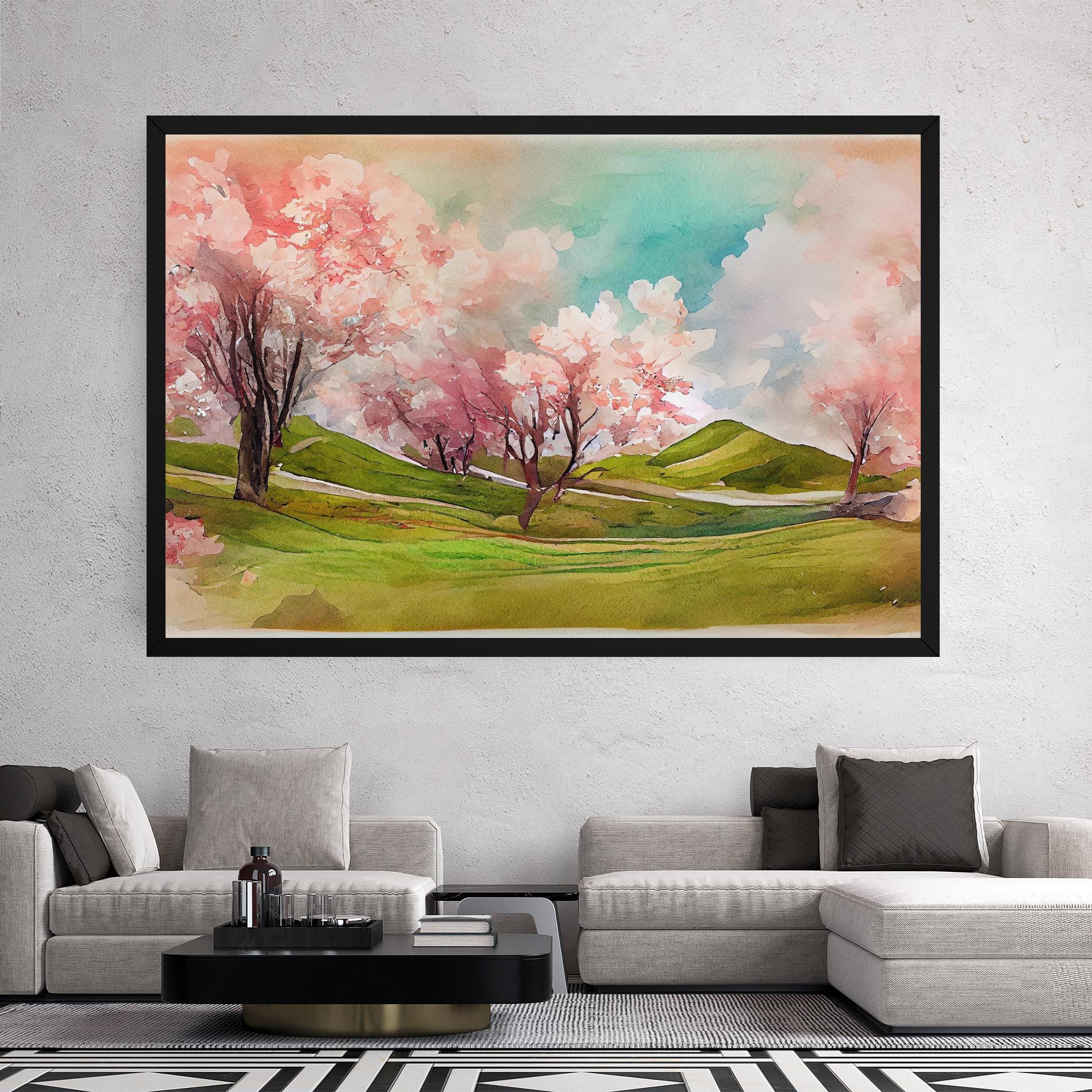 Leinwandbild Spring Trees Painting mockup 2