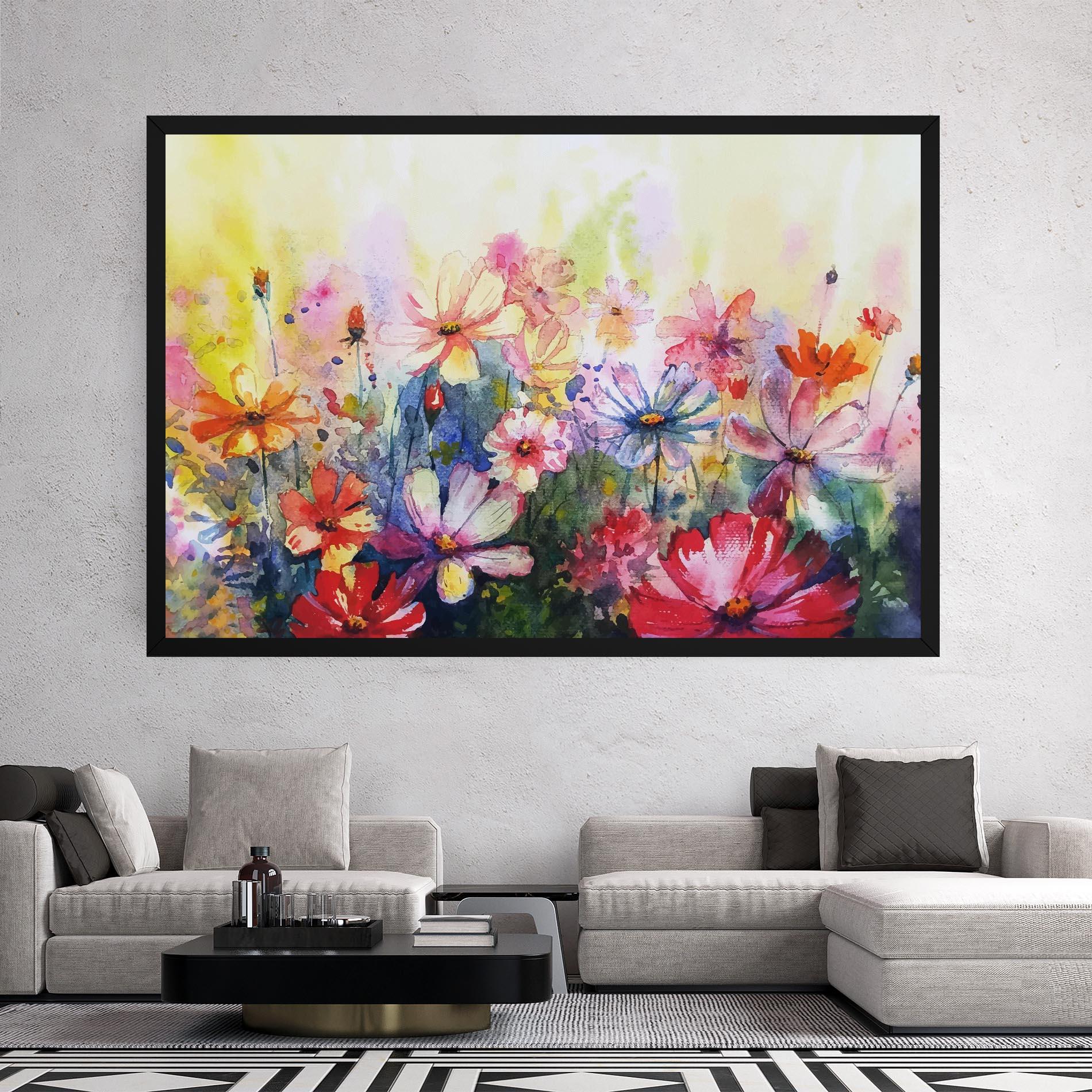 Leinwandbild Water Art Flowers mockup 2