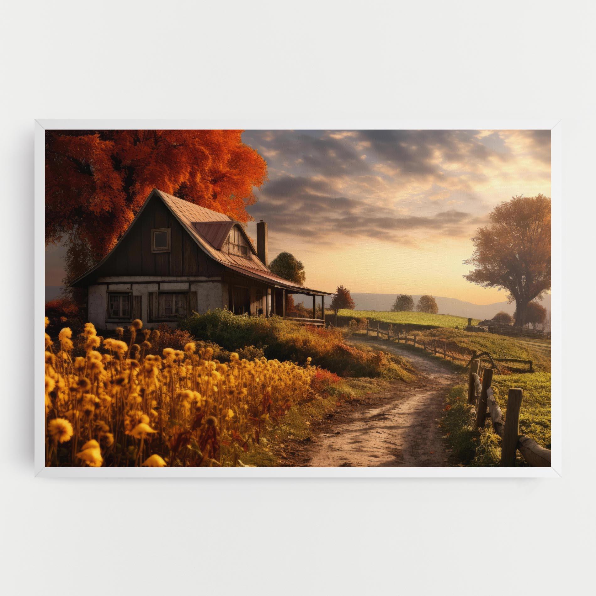Leinwandbild Autumn Farm House mockup 0