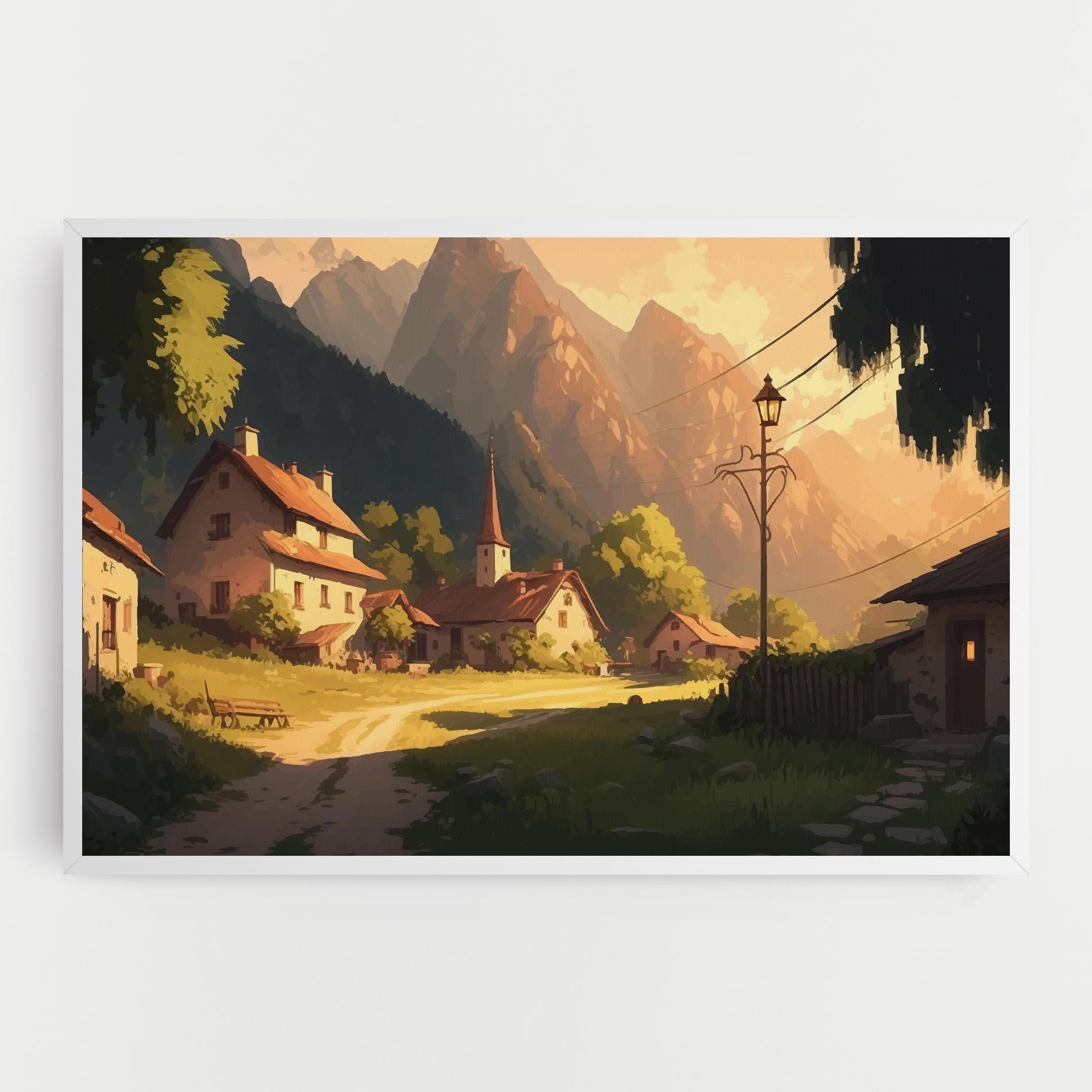 Leinwandbild Grassy Village View mockup 0