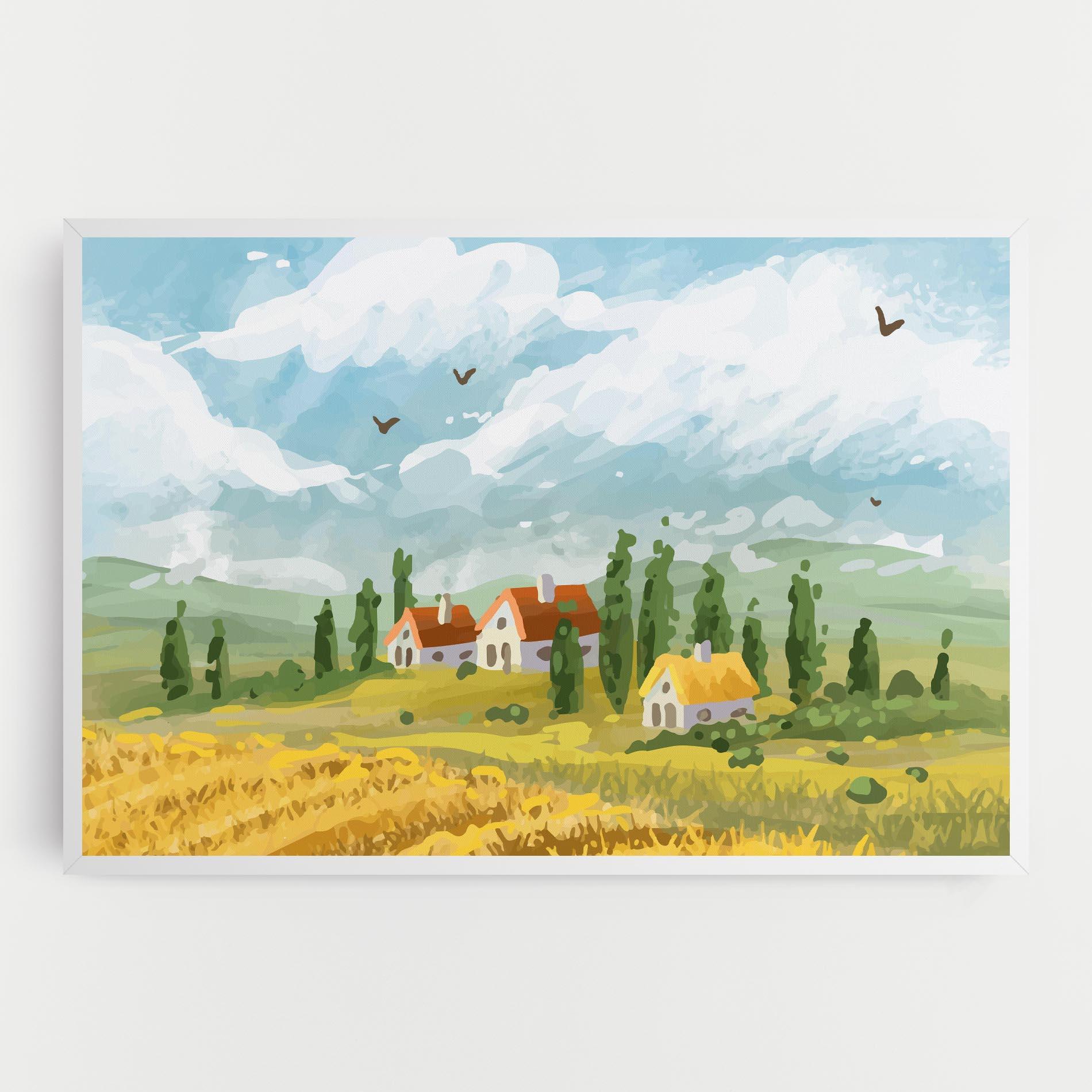 Leinwandbild Orange Yellow House mockup 0