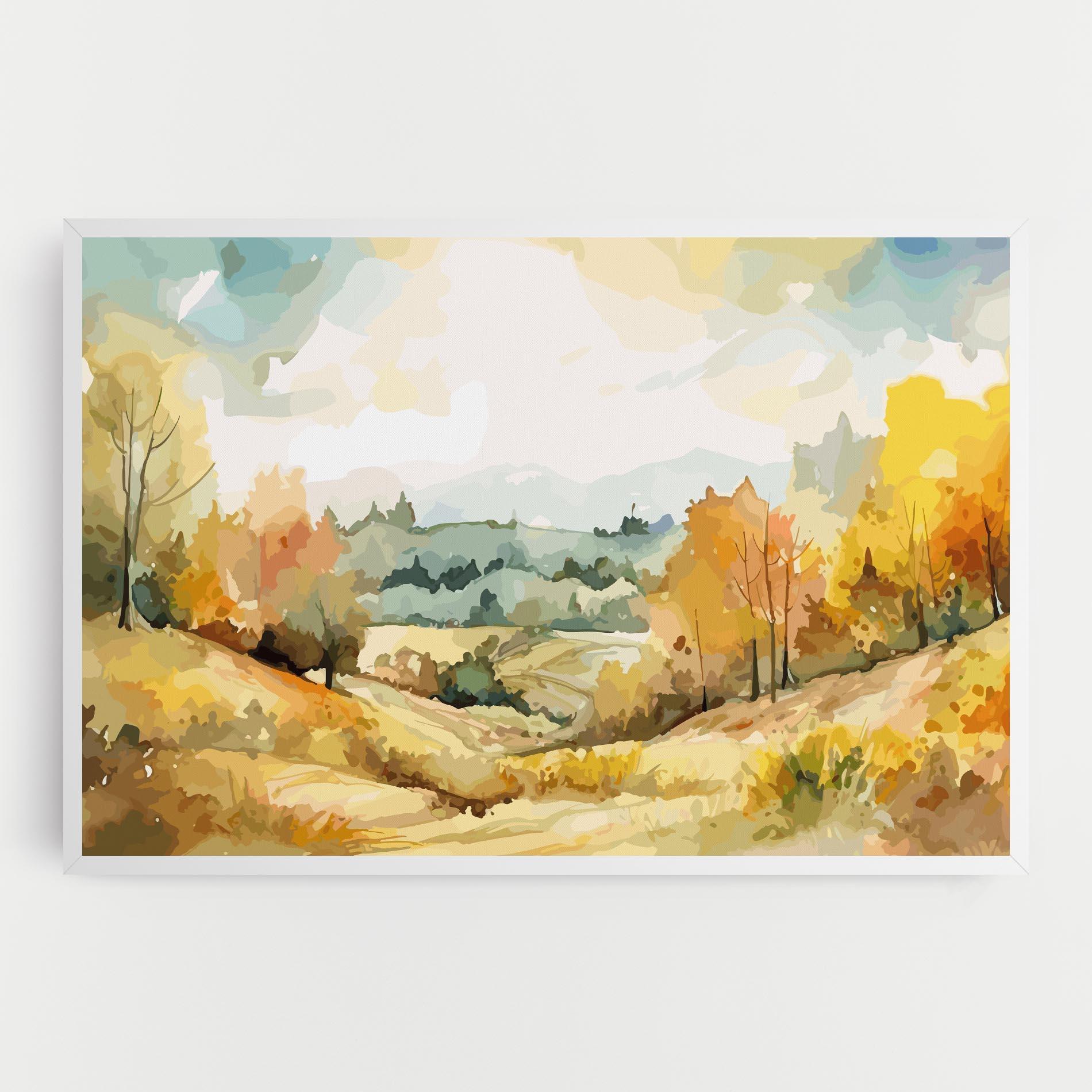 Leinwandbild Yellow Rural Trees mockup 0