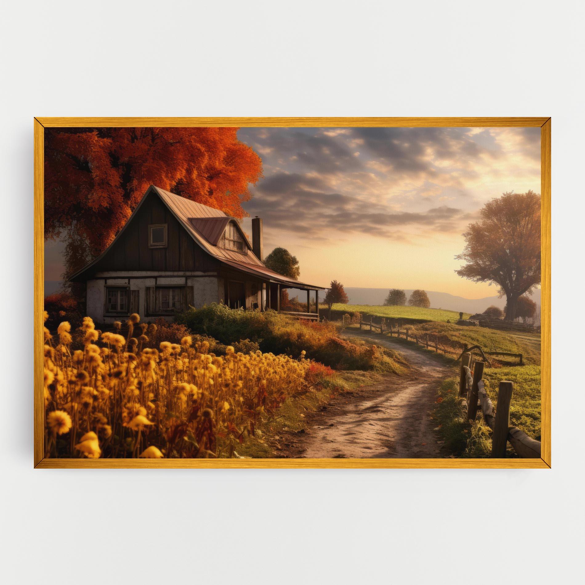 Leinwandbild Autumn Farm House mockup 0