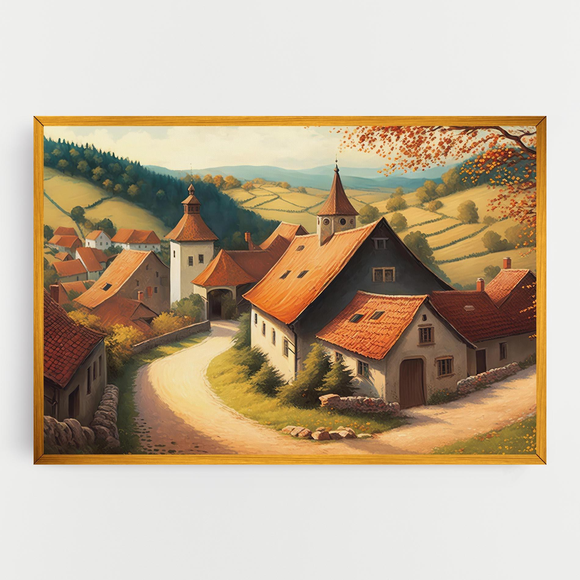 Leinwandbild Countryside Village mockup 0