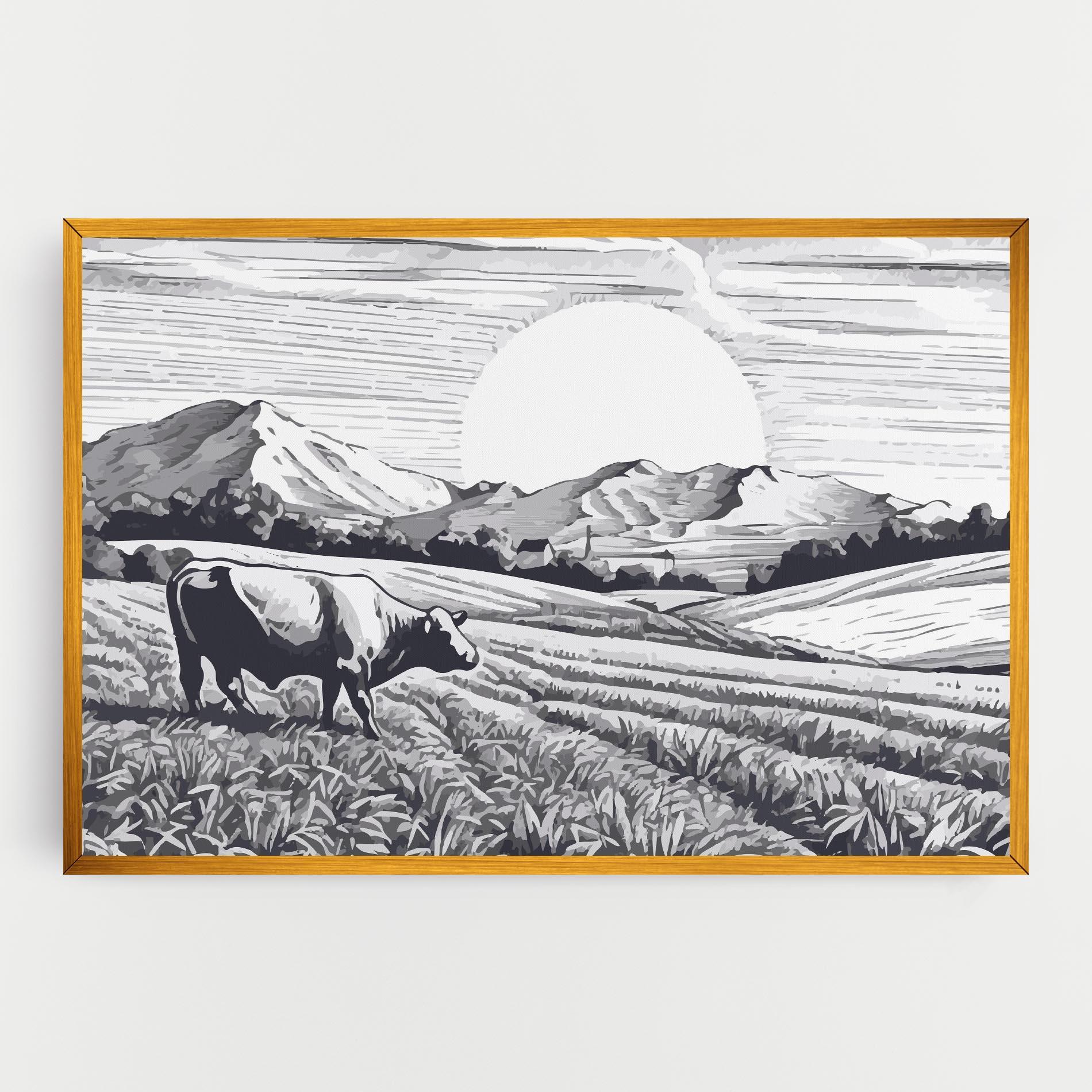 Leinwandbild Cow Grey Ink mockup 0