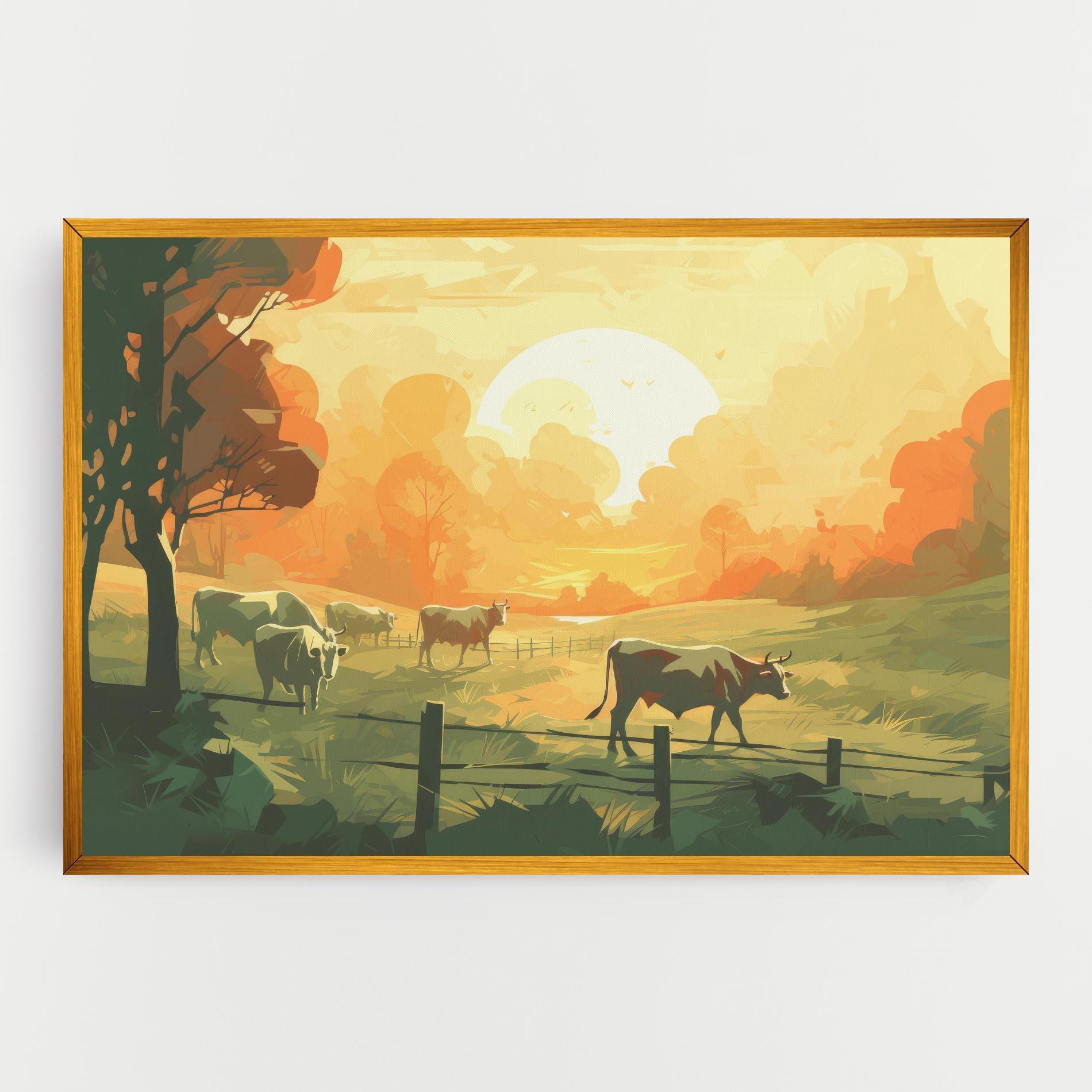 Leinwandbild Cows Grazing mockup 0