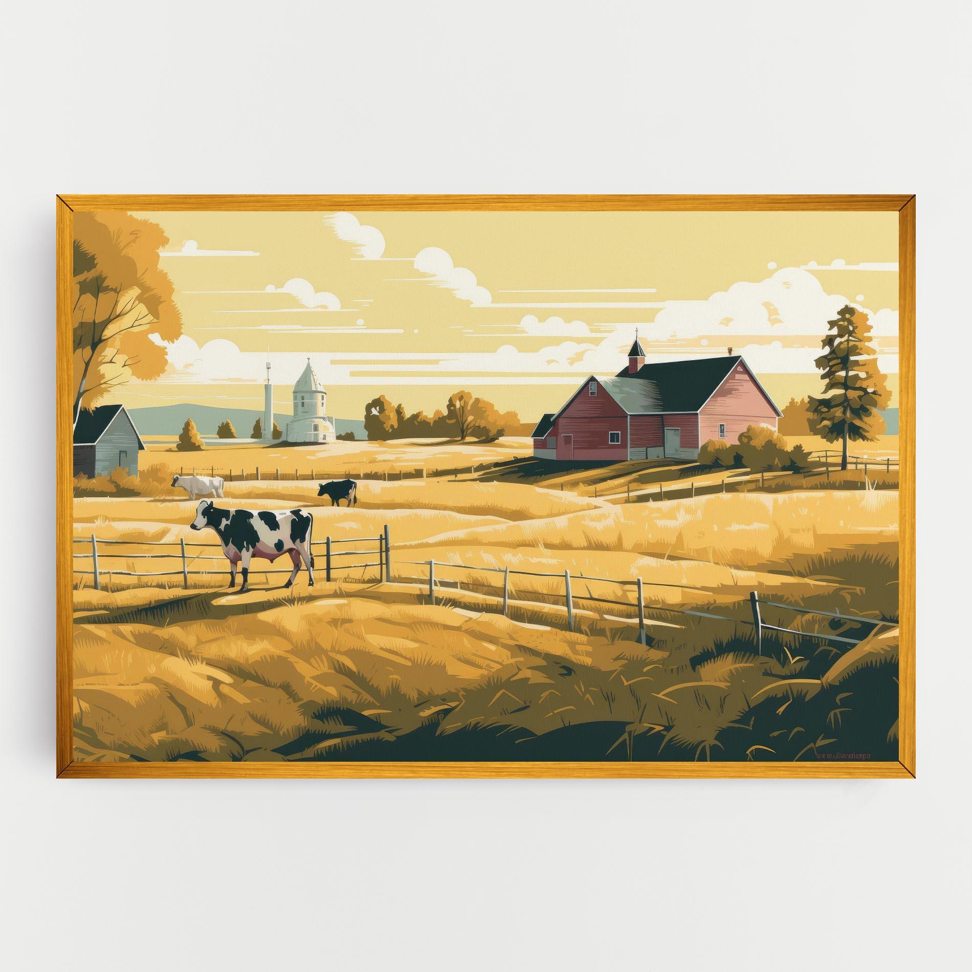Leinwandbild Cows Sunlight Farm mockup 0
