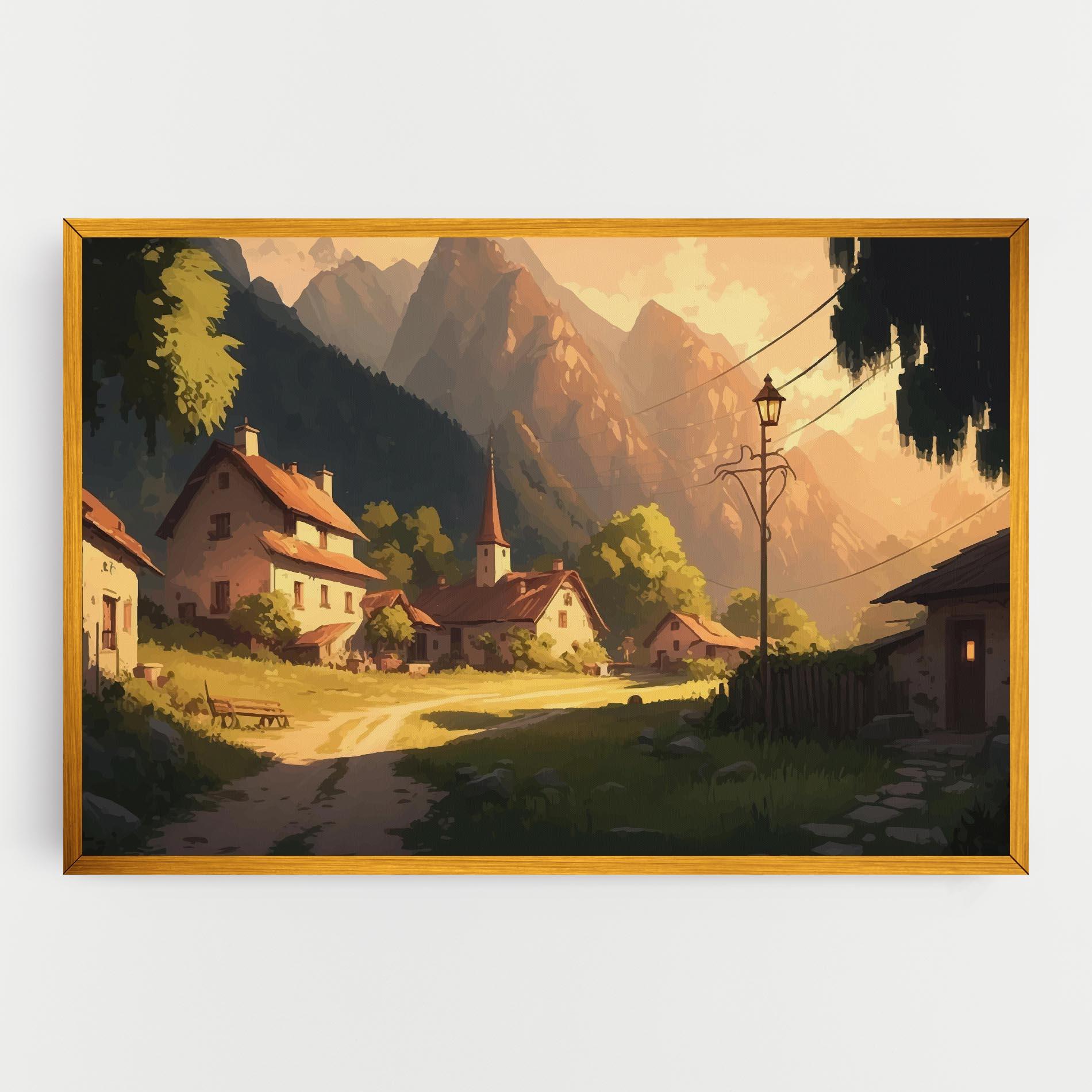 Leinwandbild Grassy Village View mockup 0