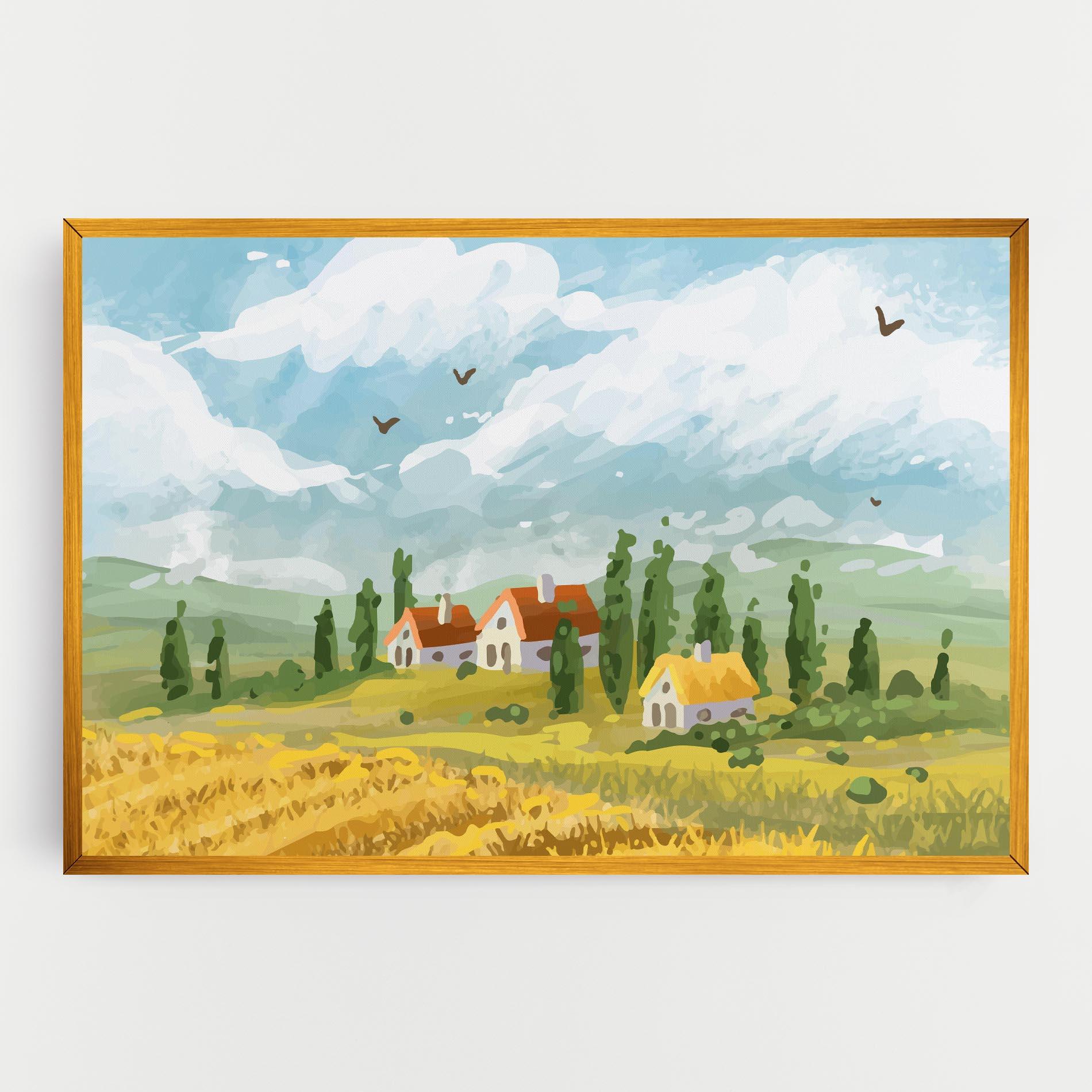 Leinwandbild Orange Yellow House mockup 0