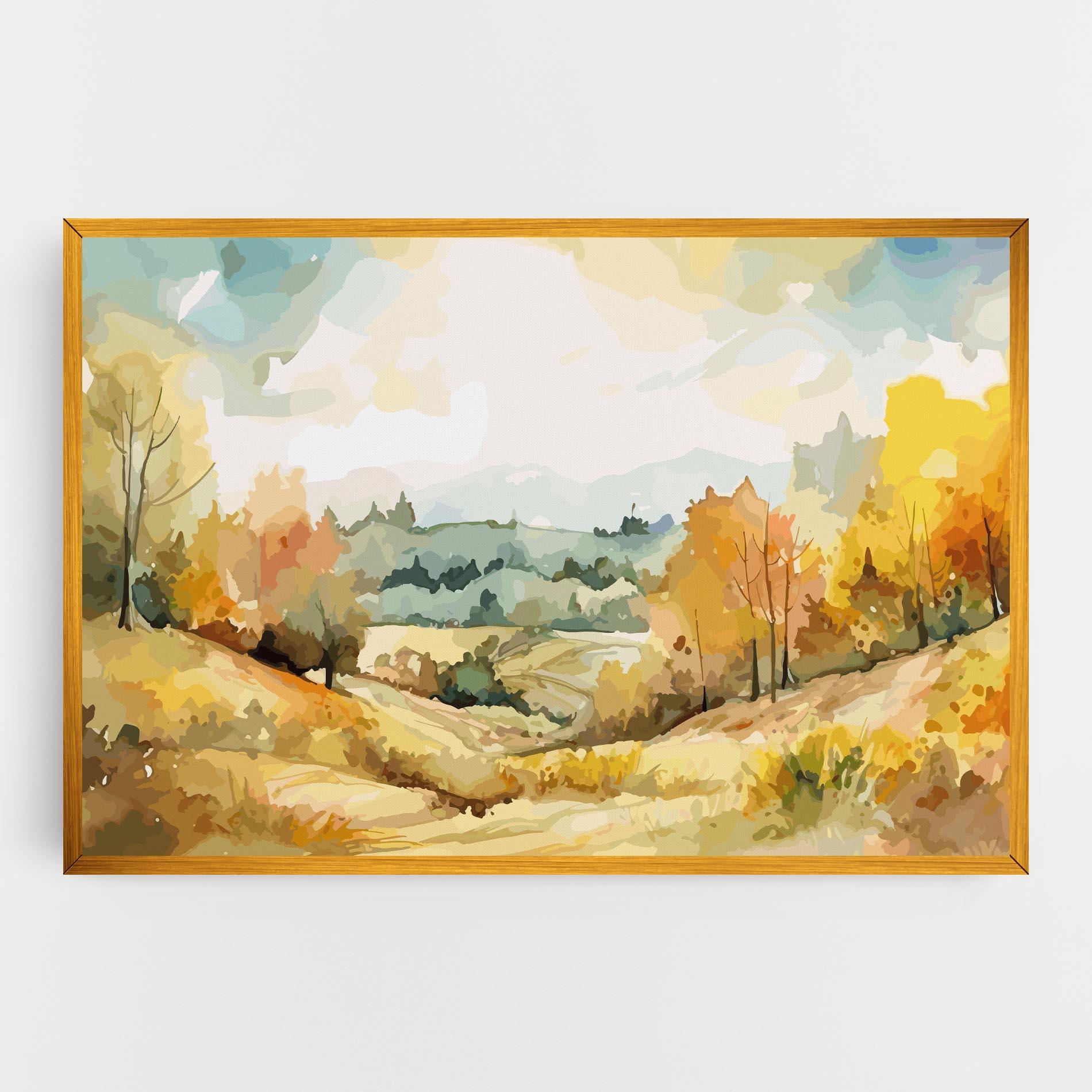 Leinwandbild Yellow Rural Trees mockup 0