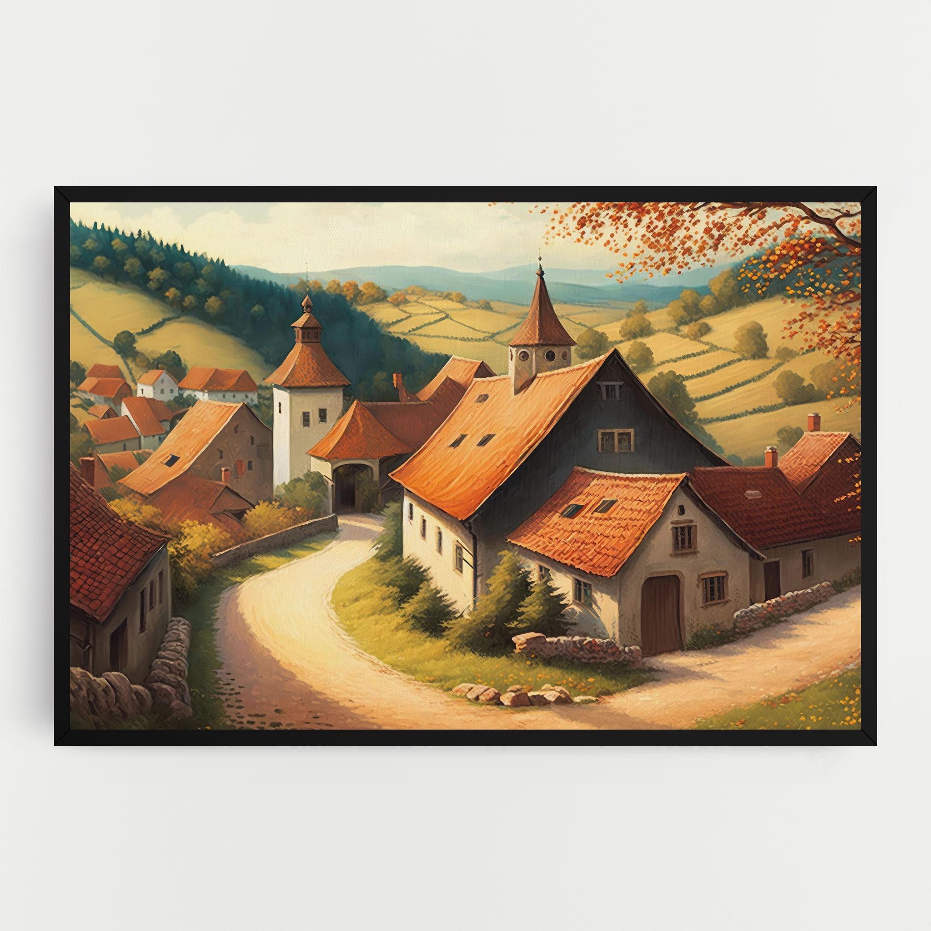 Leinwandbild Countryside Village mockup 0