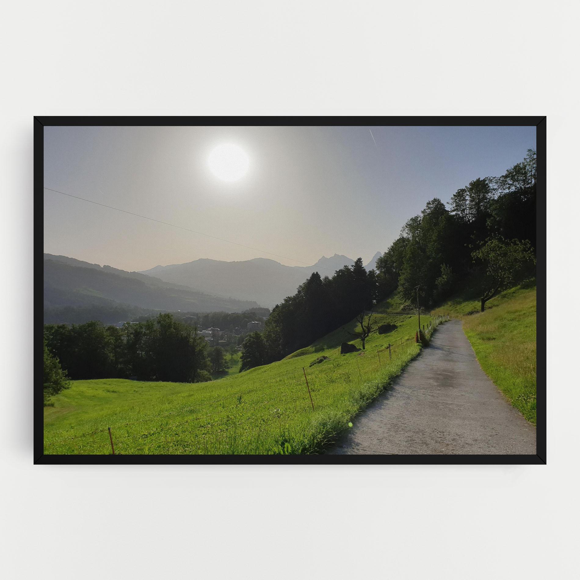 Leinwandbild Foggy Rural Road mockup 0