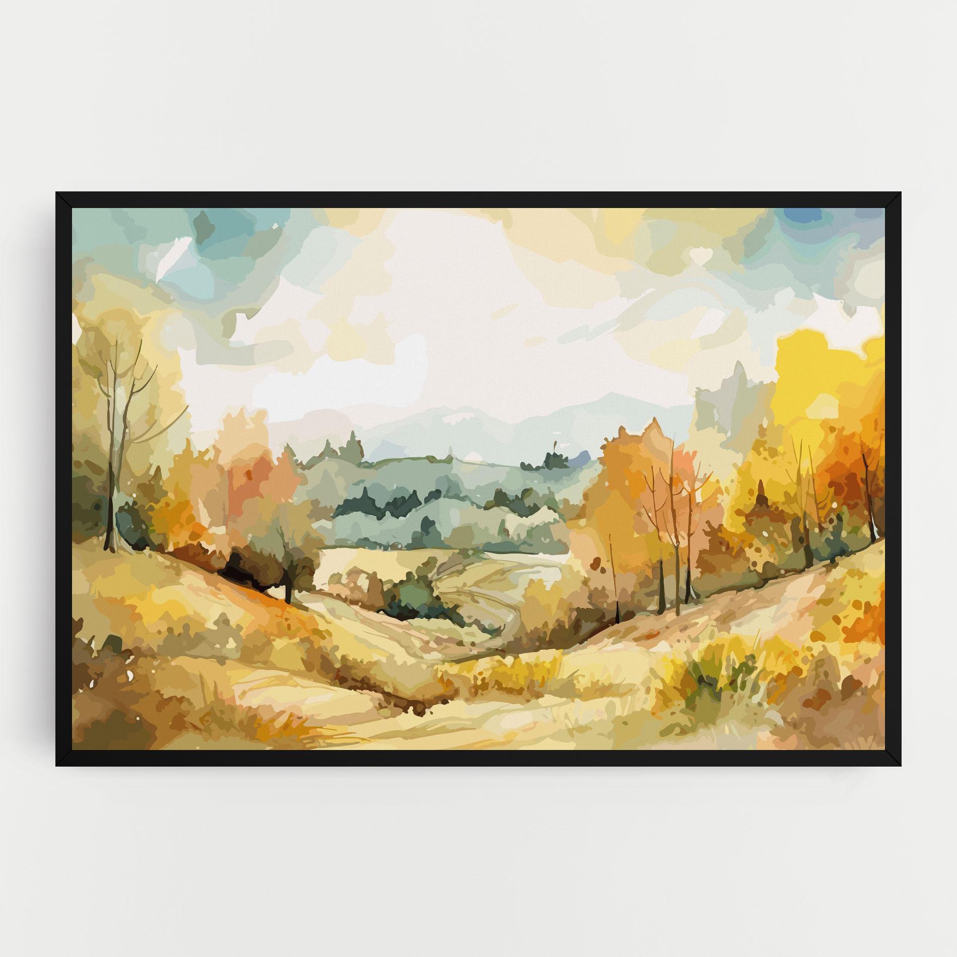 Leinwandbild Yellow Rural Trees mockup 0