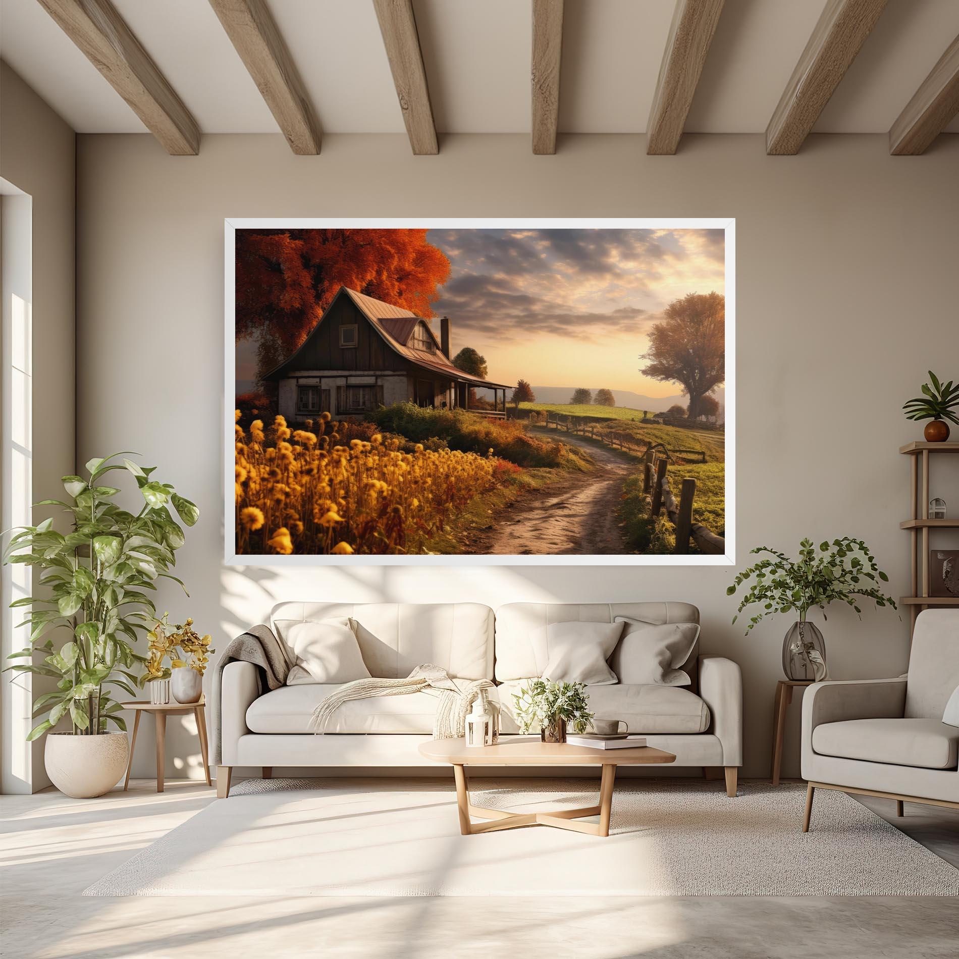 Leinwandbild Autumn Farm House mockup 6