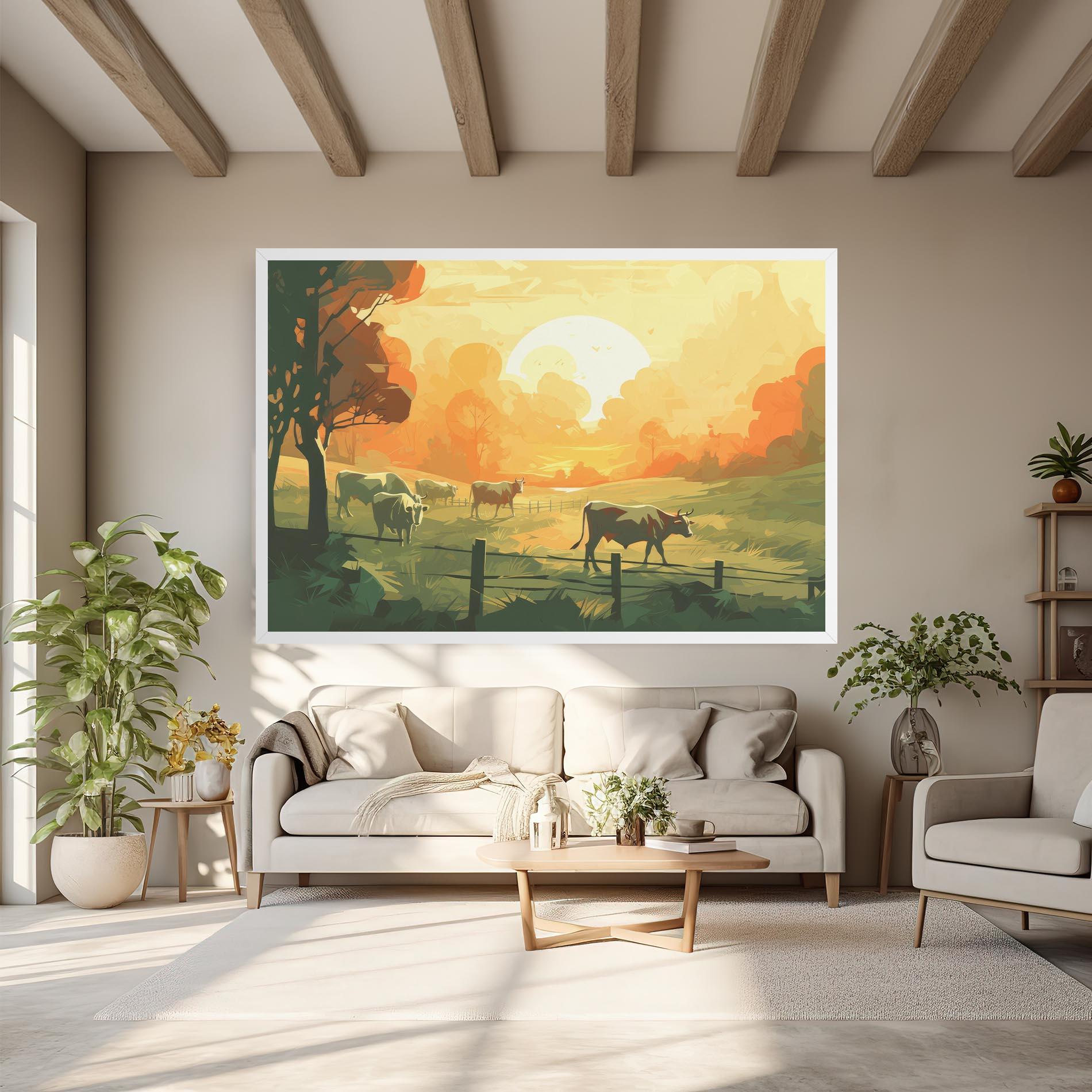 Leinwandbild Cows Grazing mockup 6
