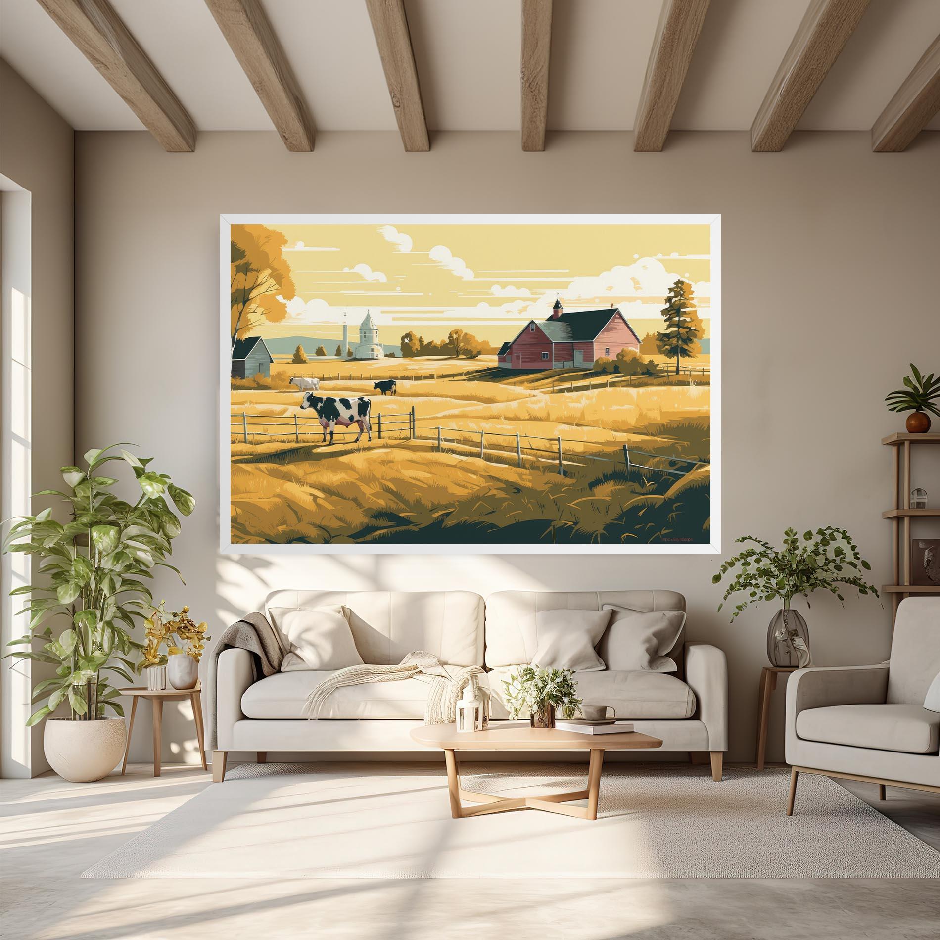 Leinwandbild Cows Sunlight Farm mockup 6