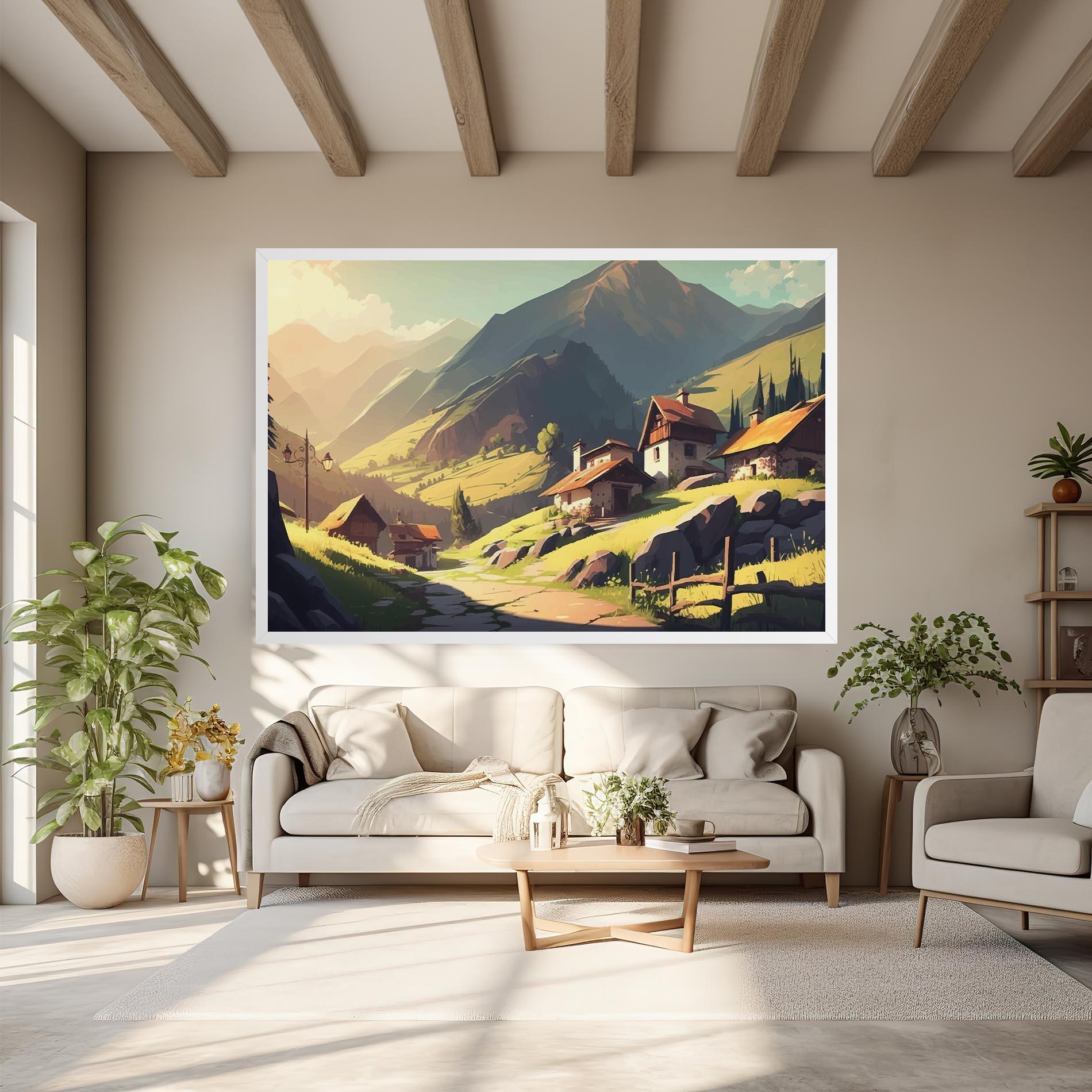 Leinwandbild Grassy Mountain View mockup 6