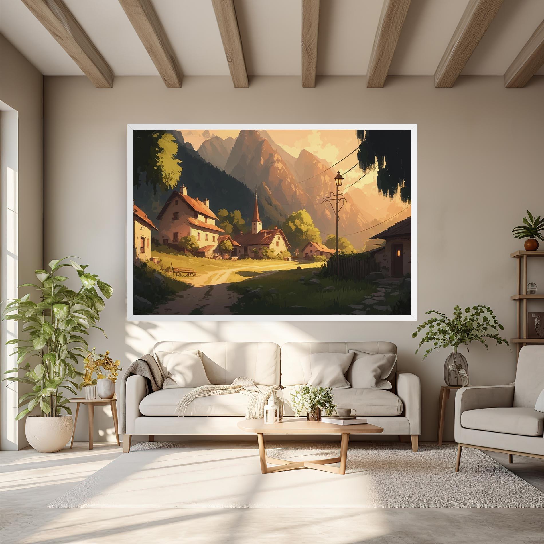 Leinwandbild Grassy Village View mockup 6