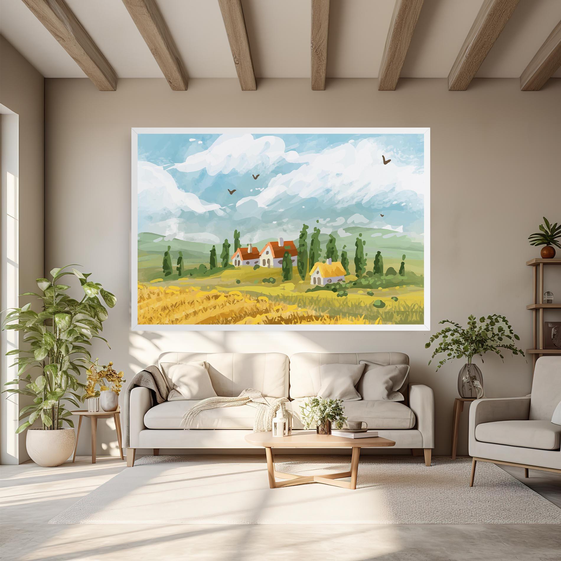 Leinwandbild Orange Yellow House mockup 6