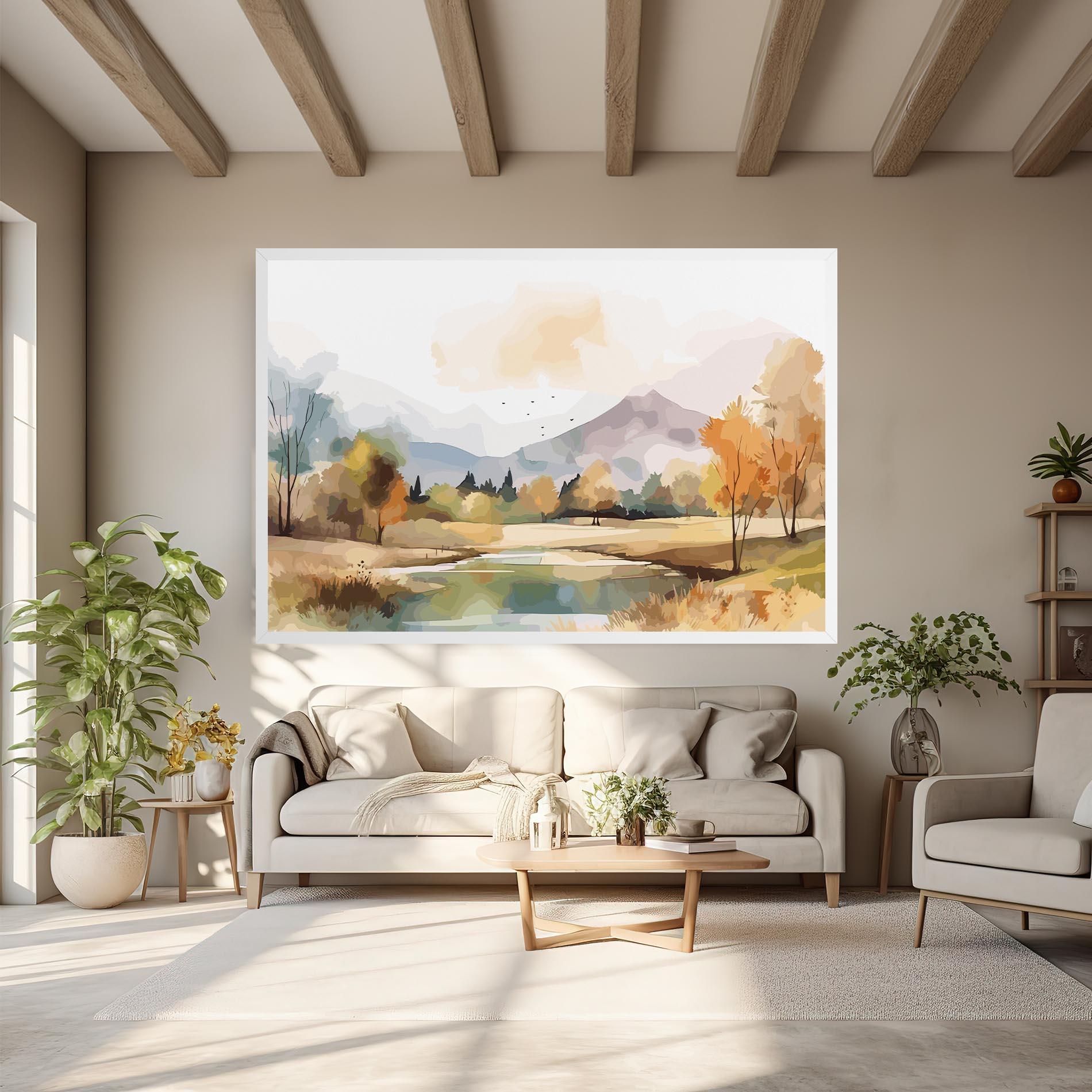 Leinwandbild Rural Lake View mockup 6