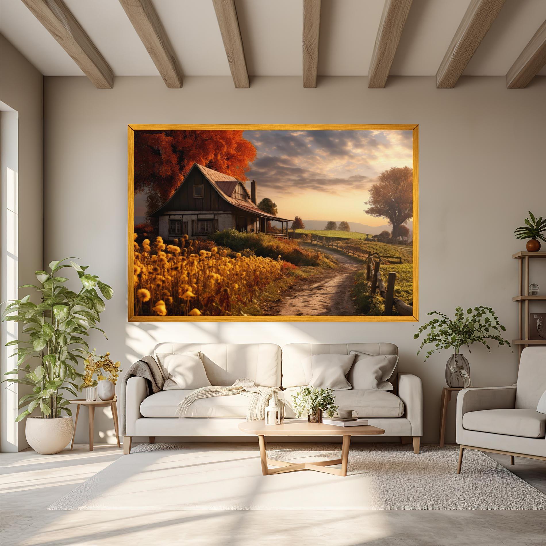 Leinwandbild Autumn Farm House mockup 6