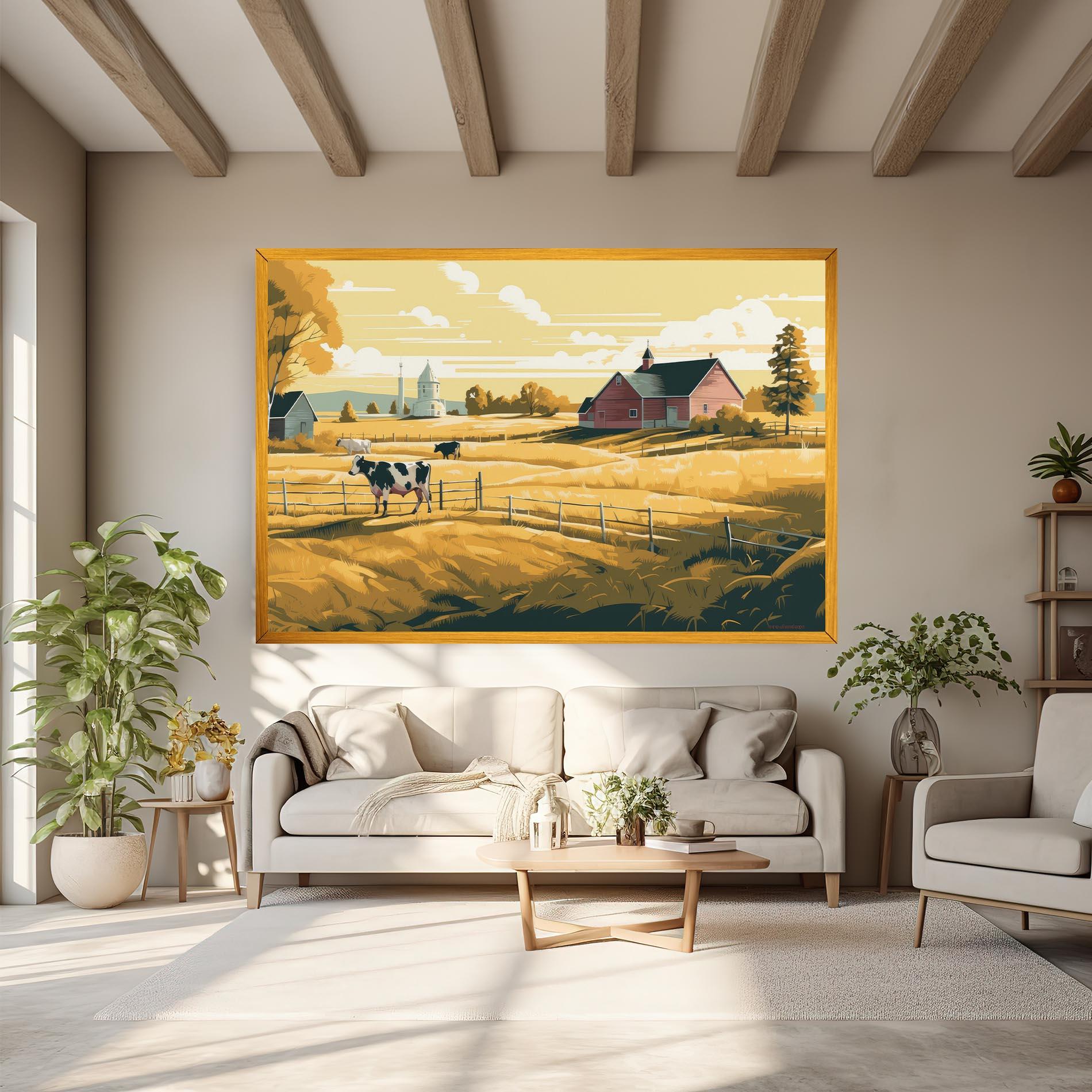 Leinwandbild Cows Sunlight Farm mockup 6