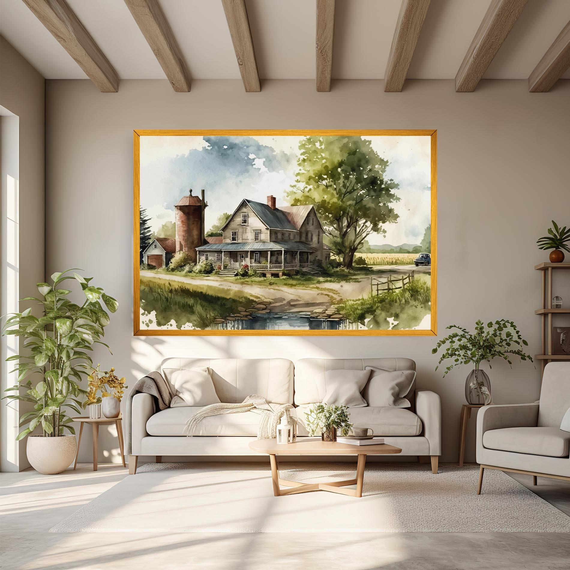 Leinwandbild Farm Blue Car mockup 6