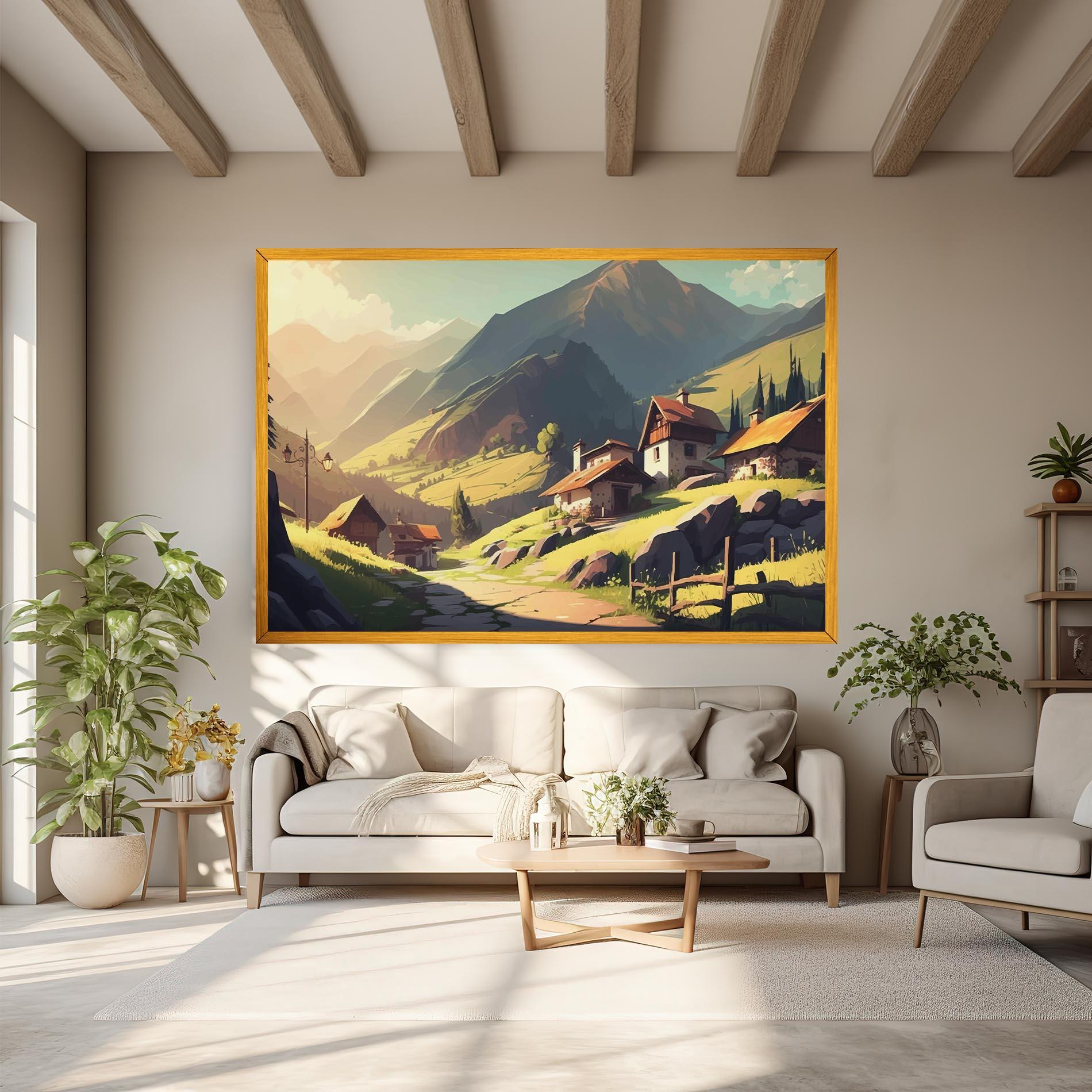 Leinwandbild Grassy Mountain View mockup 6