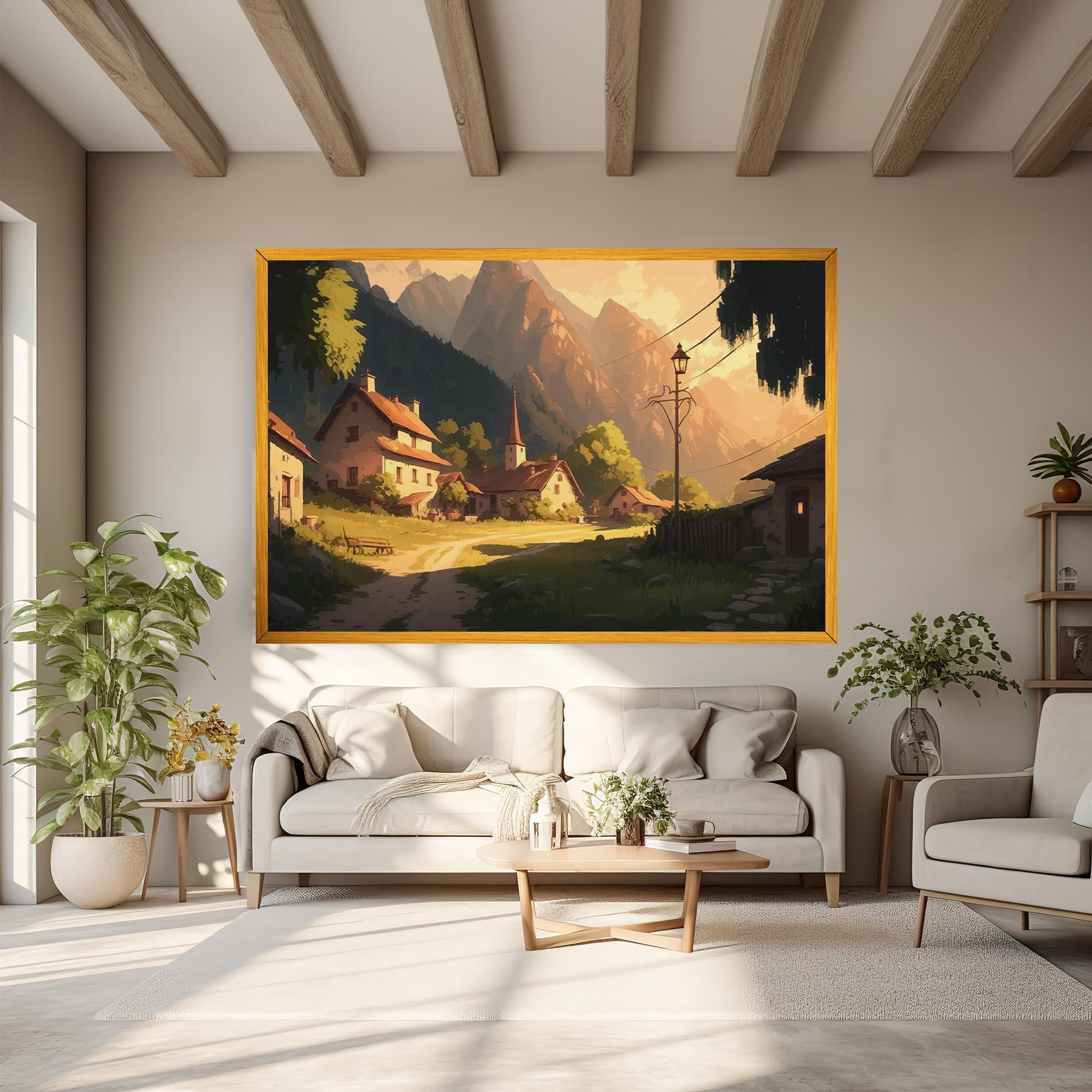 Leinwandbild Grassy Village View mockup 6