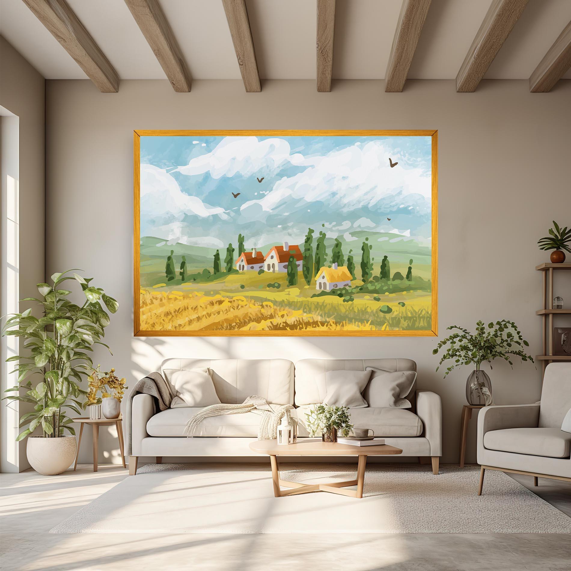 Leinwandbild Orange Yellow House mockup 6