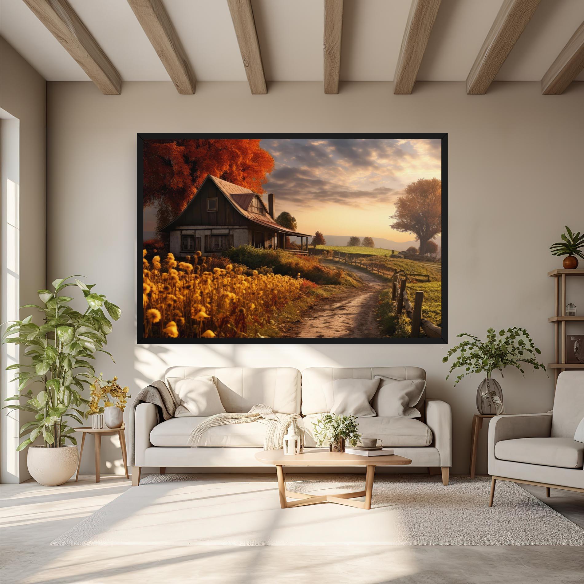 Leinwandbild Autumn Farm House mockup 6