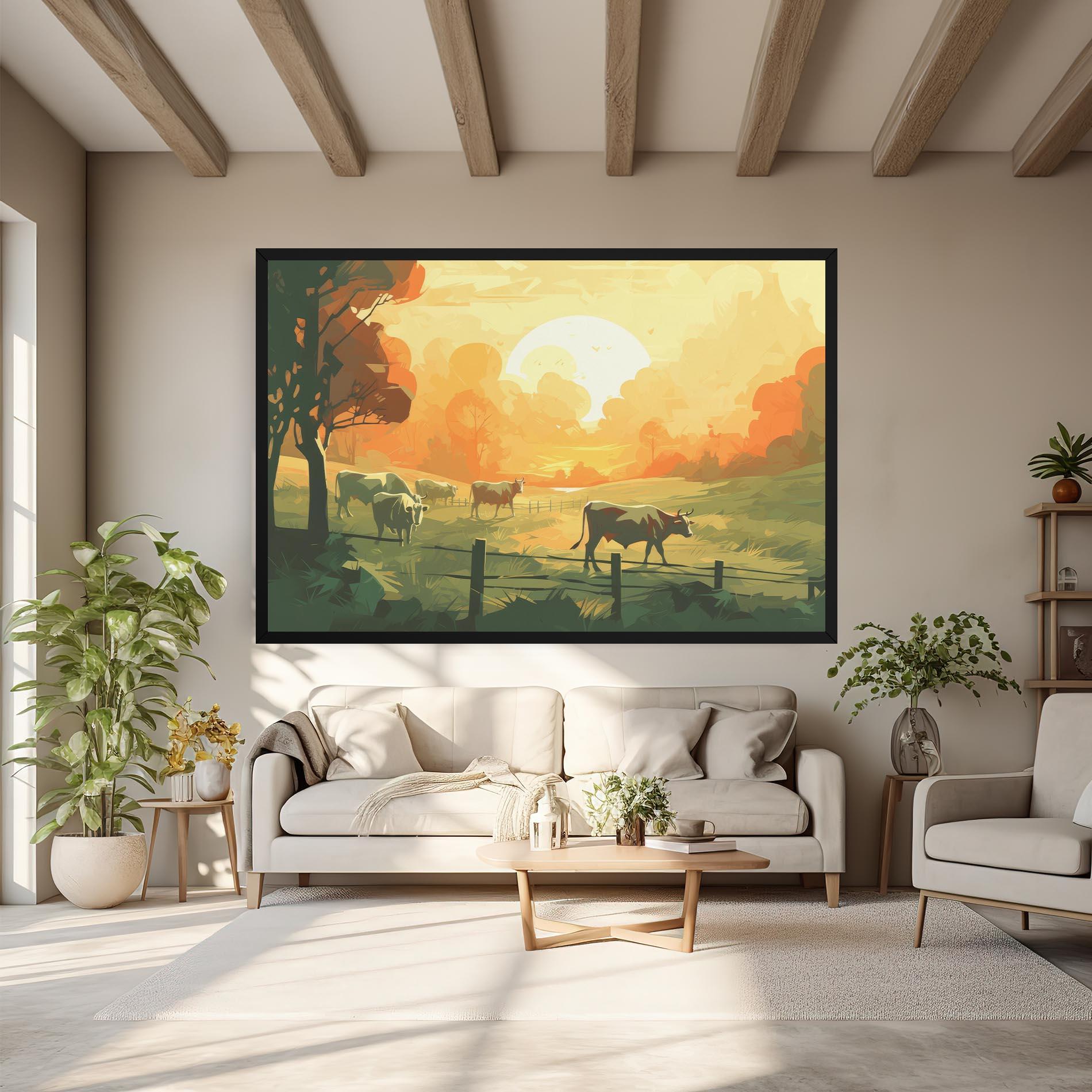 Leinwandbild Cows Grazing mockup 6
