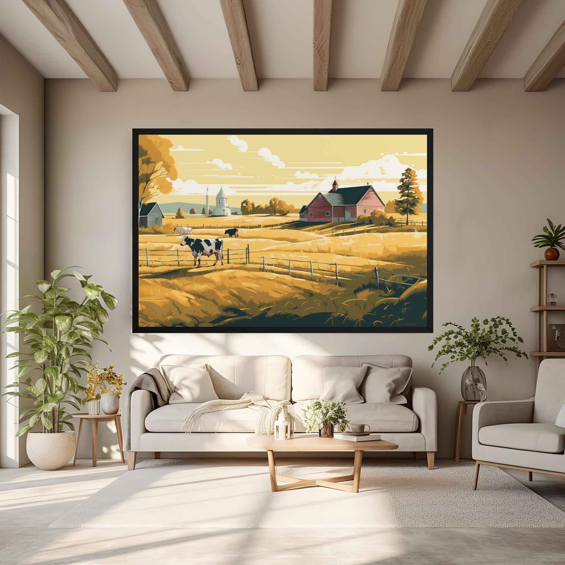Leinwandbild Cows Sunlight Farm mockup 6
