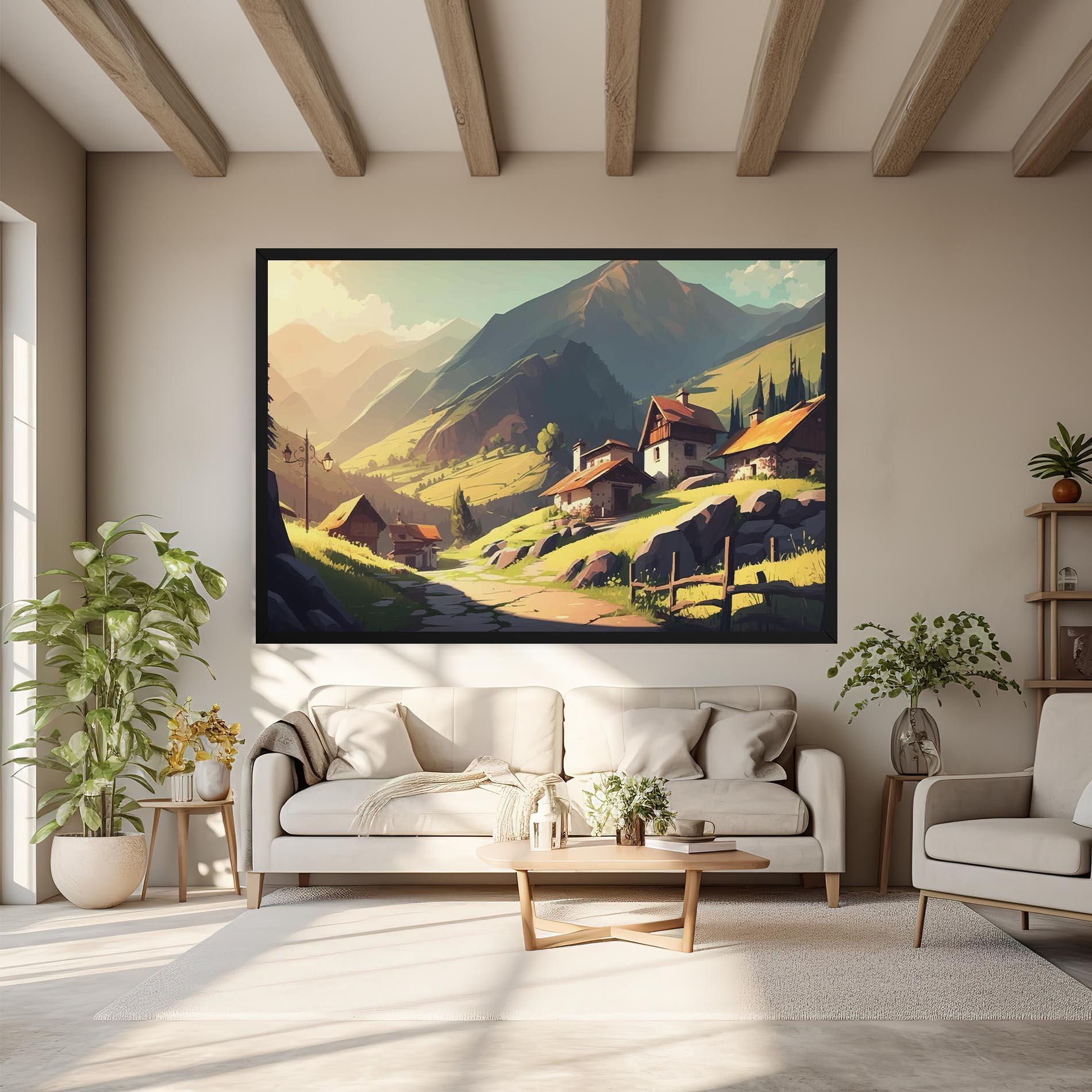 Leinwandbild Grassy Mountain View mockup 6