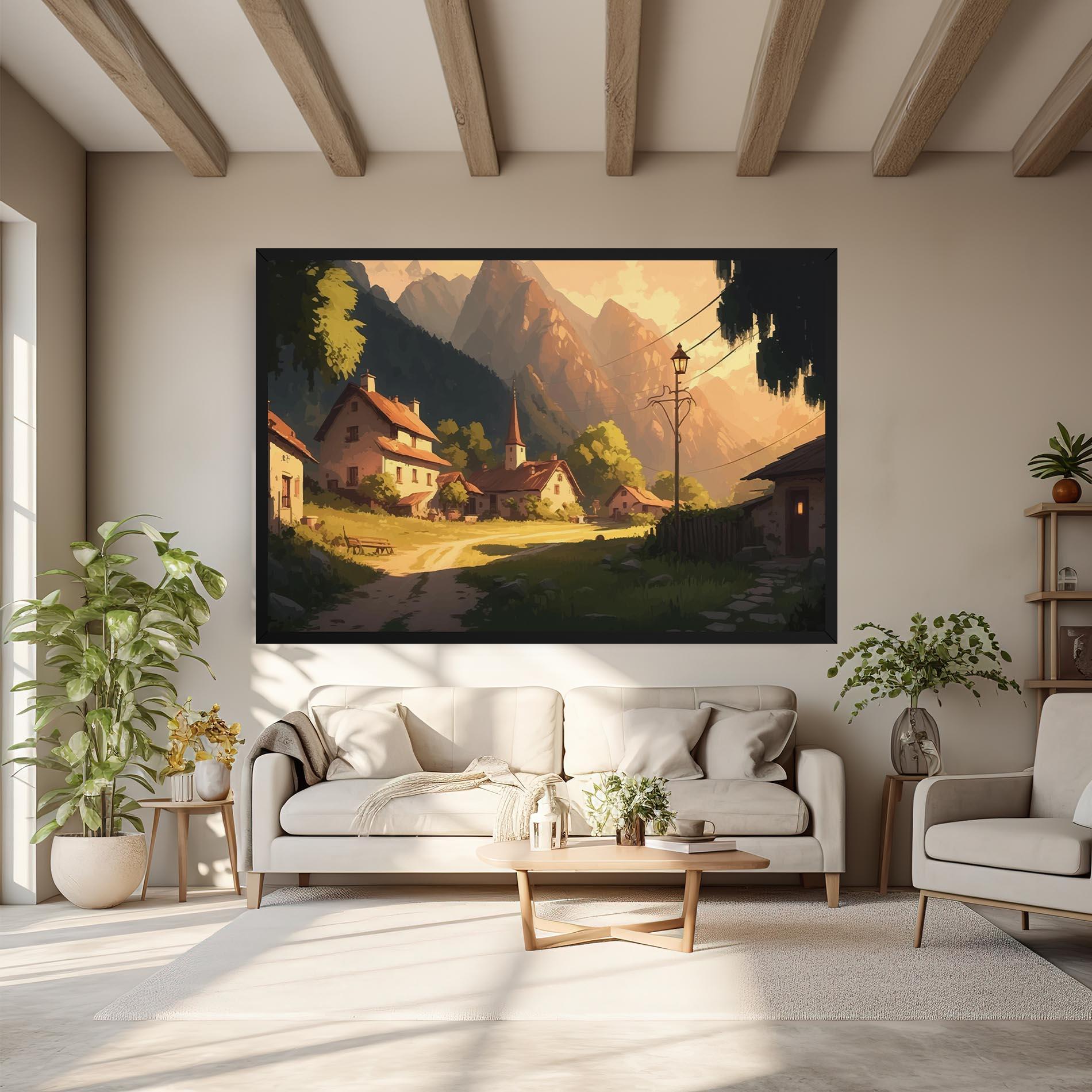 Leinwandbild Grassy Village View mockup 6