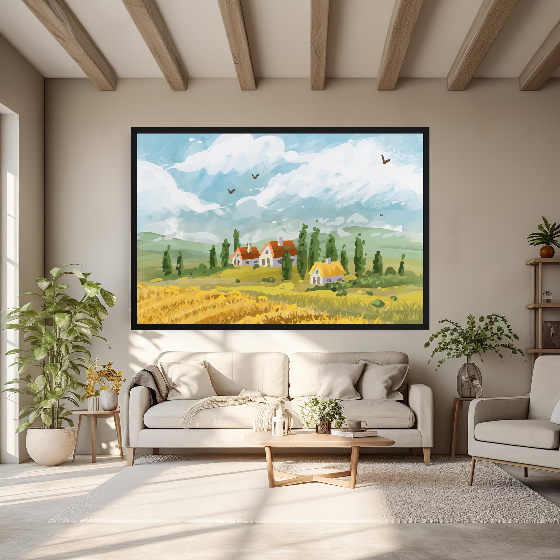 Leinwandbild Orange Yellow House mockup 6